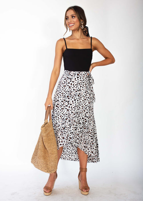 Consequences Midi Skirt - White Leopard