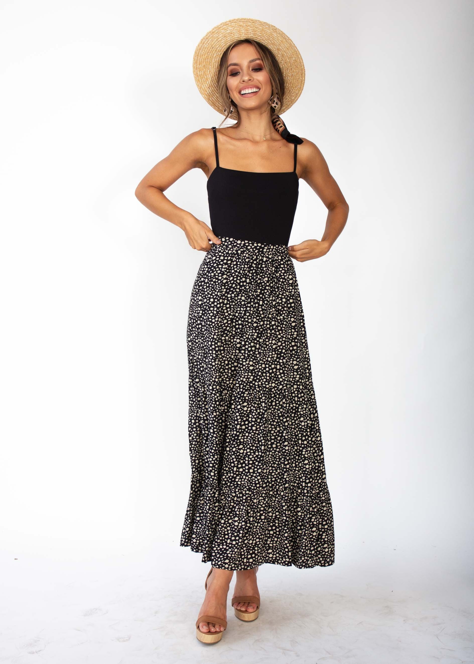 Courtney Maxi Skirt - Black Spot