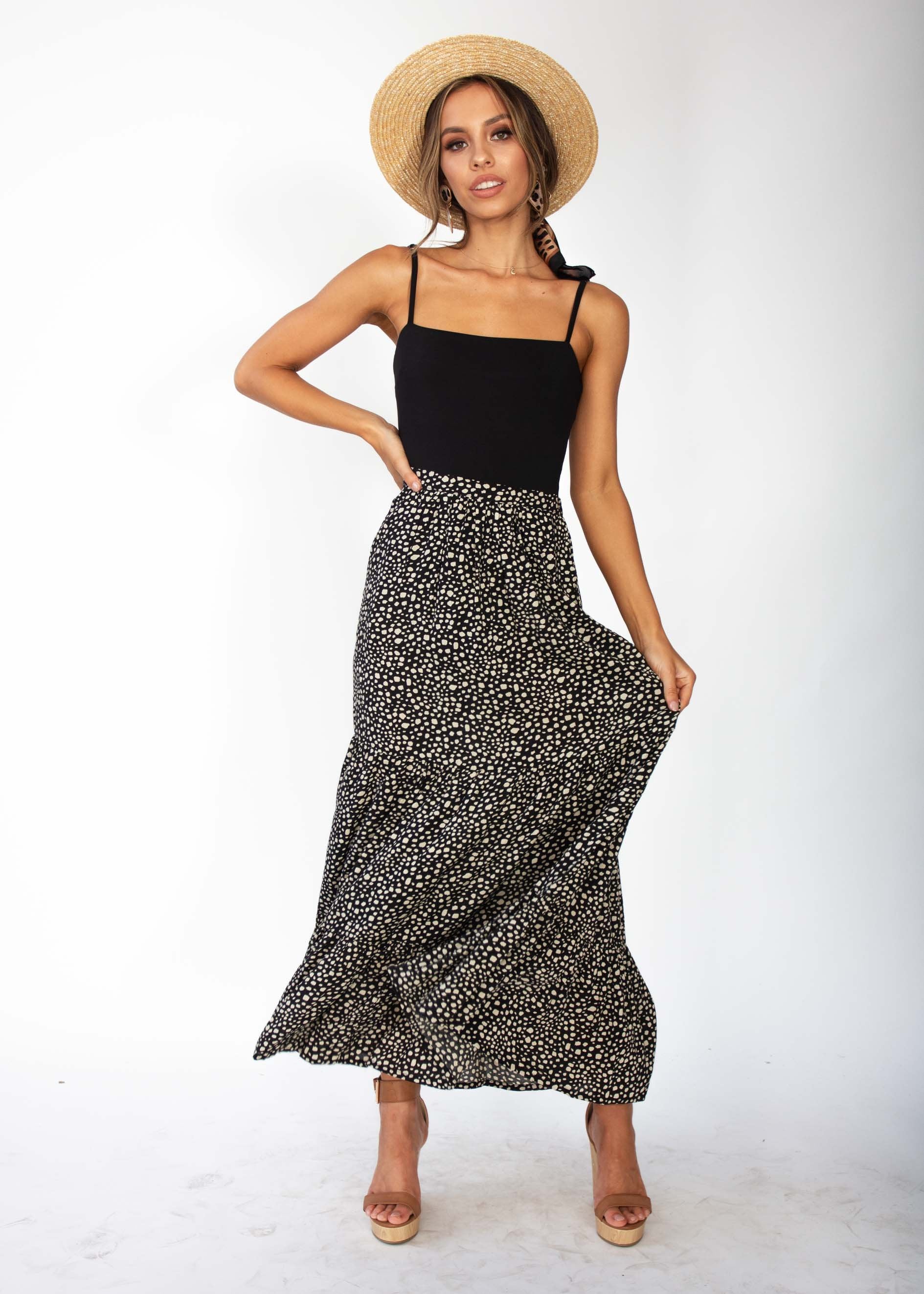 Courtney Maxi Skirt - Black Spot