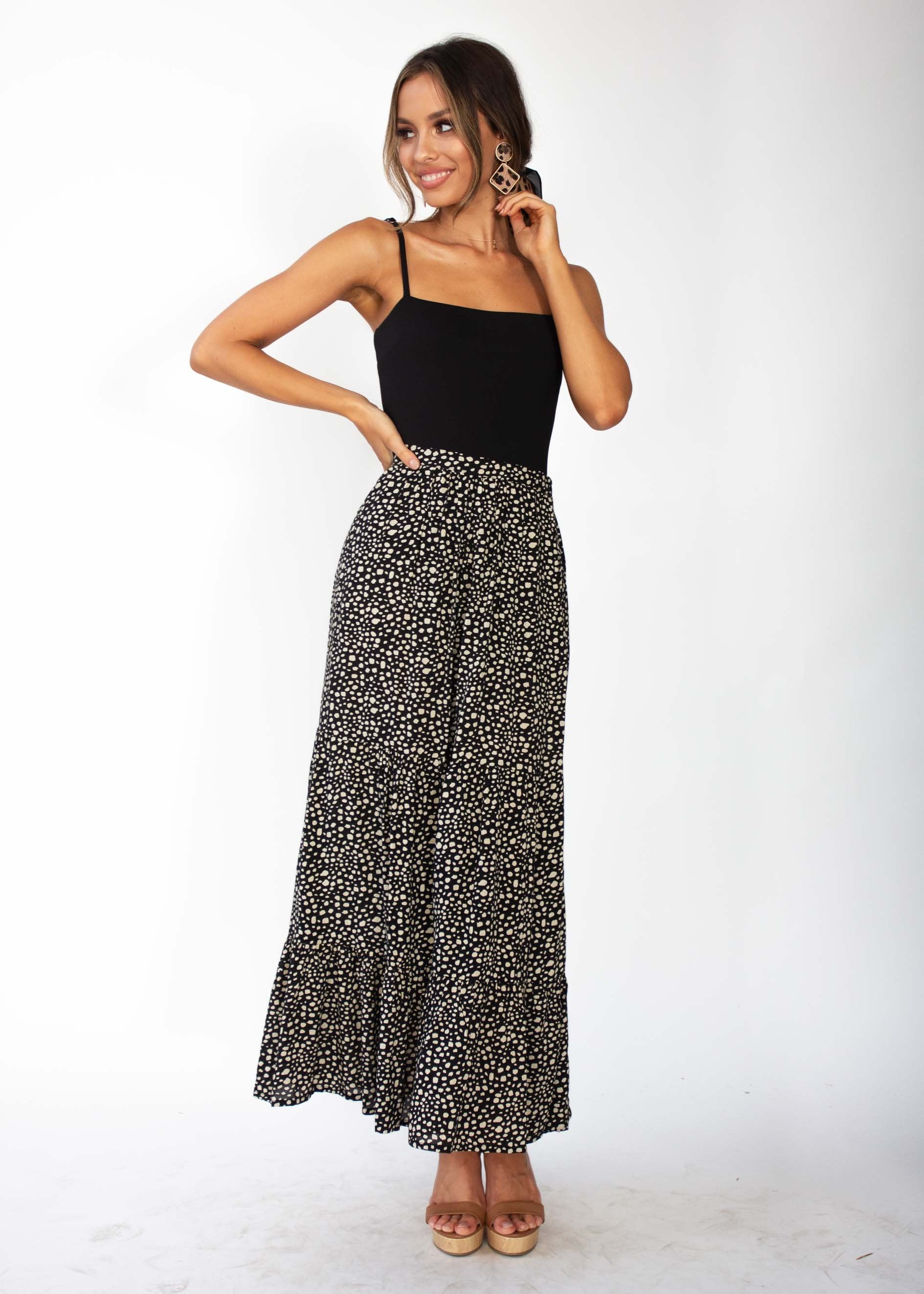 Courtney Maxi Skirt - Black Spot