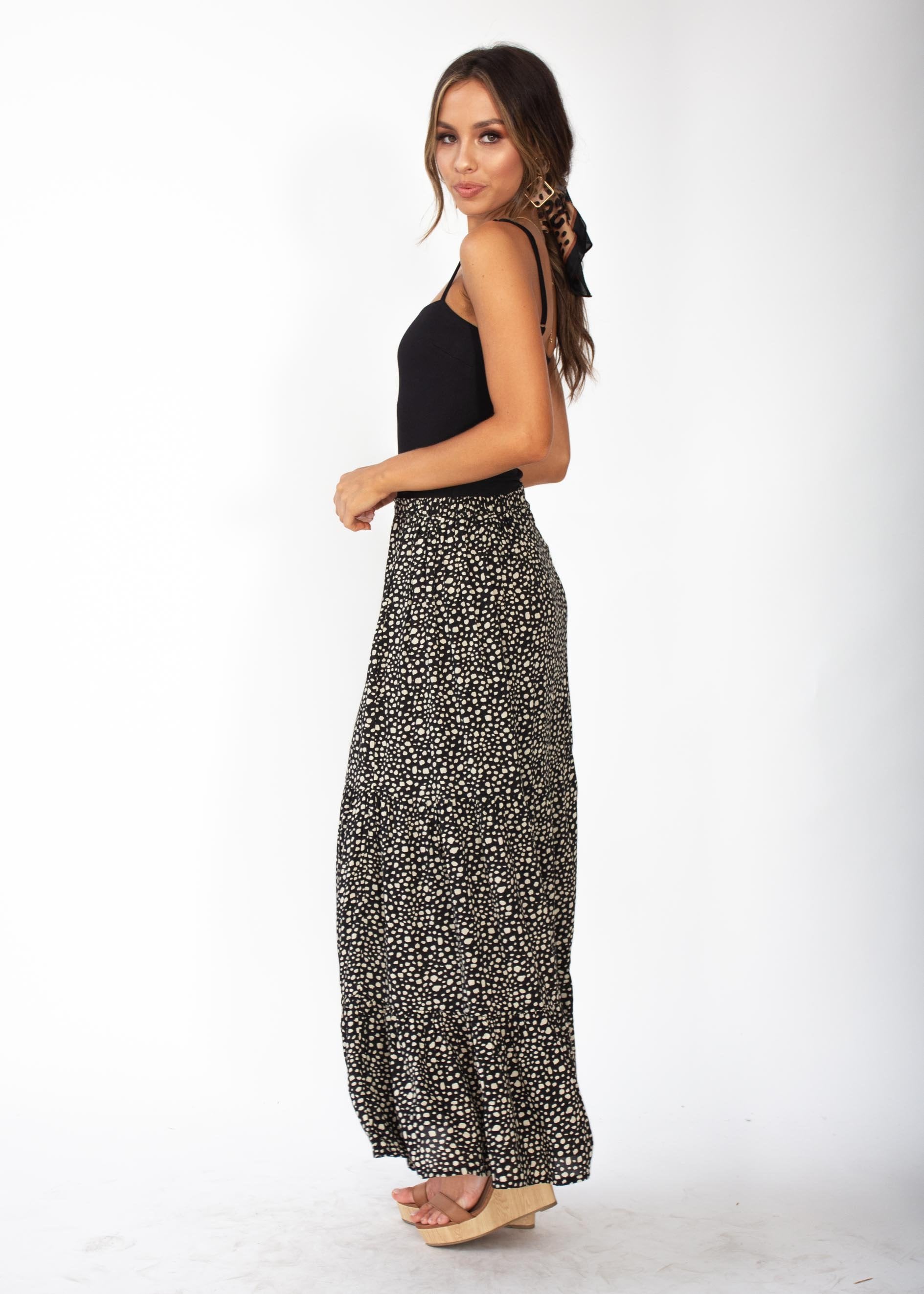 Courtney Maxi Skirt - Black Spot