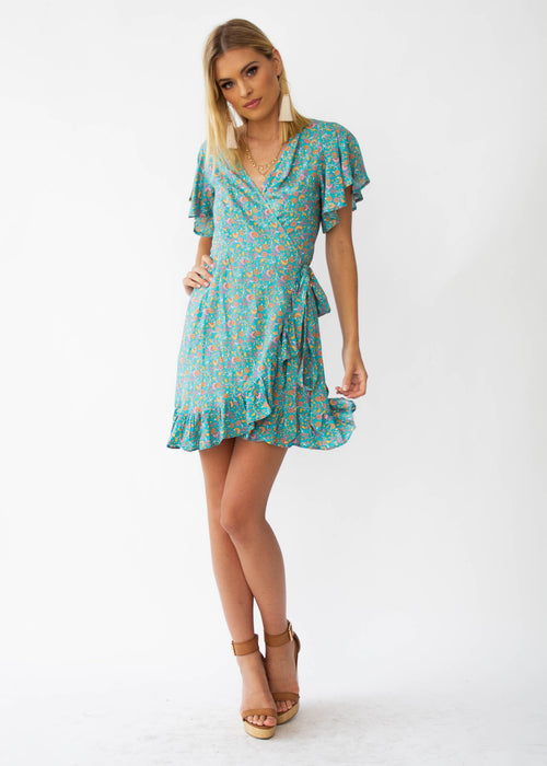 Zana Wrap Dress - Aquamarine