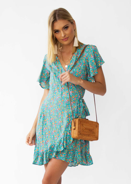 Zana Wrap Dress - Aquamarine