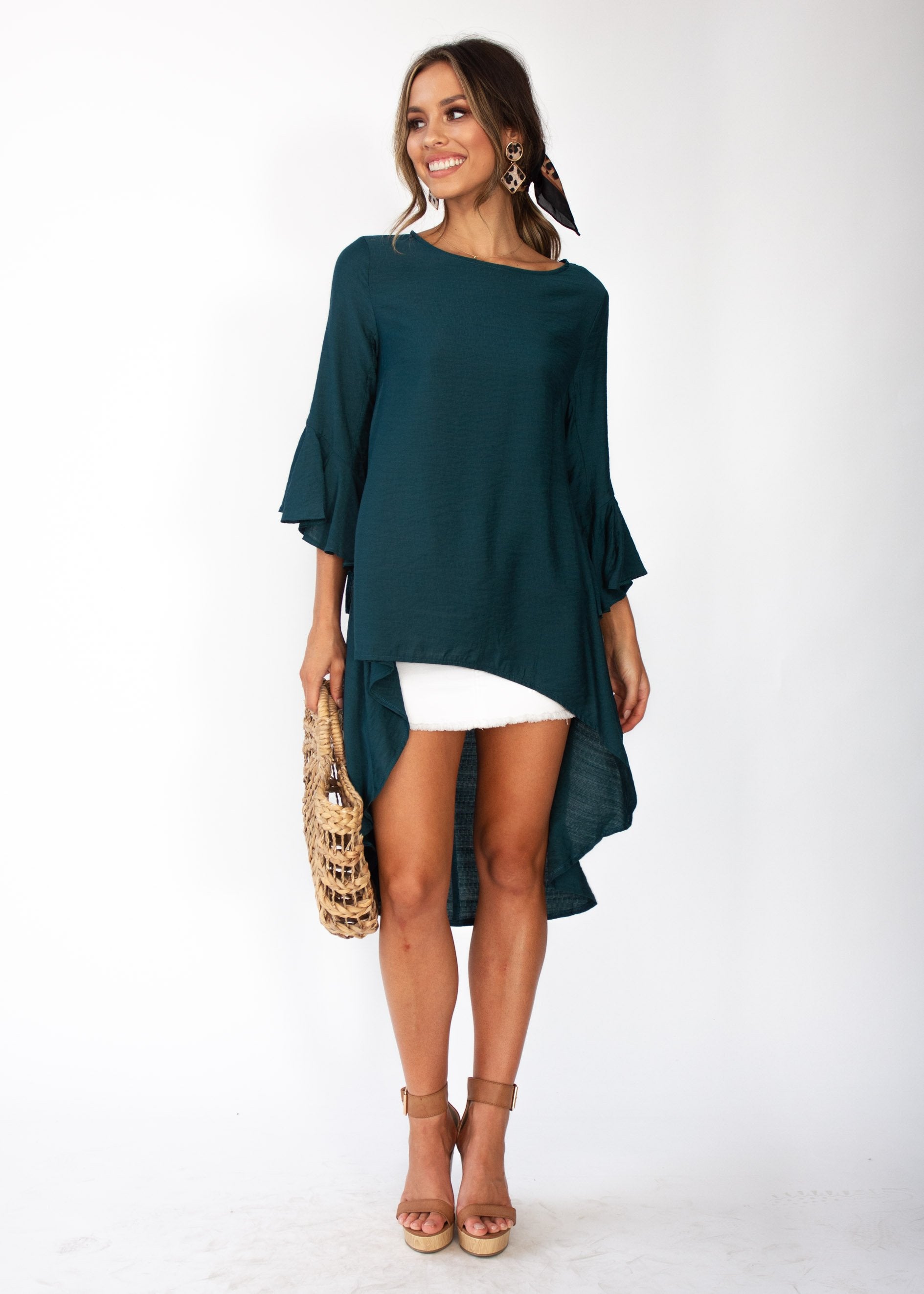 Women's Satyana Hi-Lo Blouse - Emerald