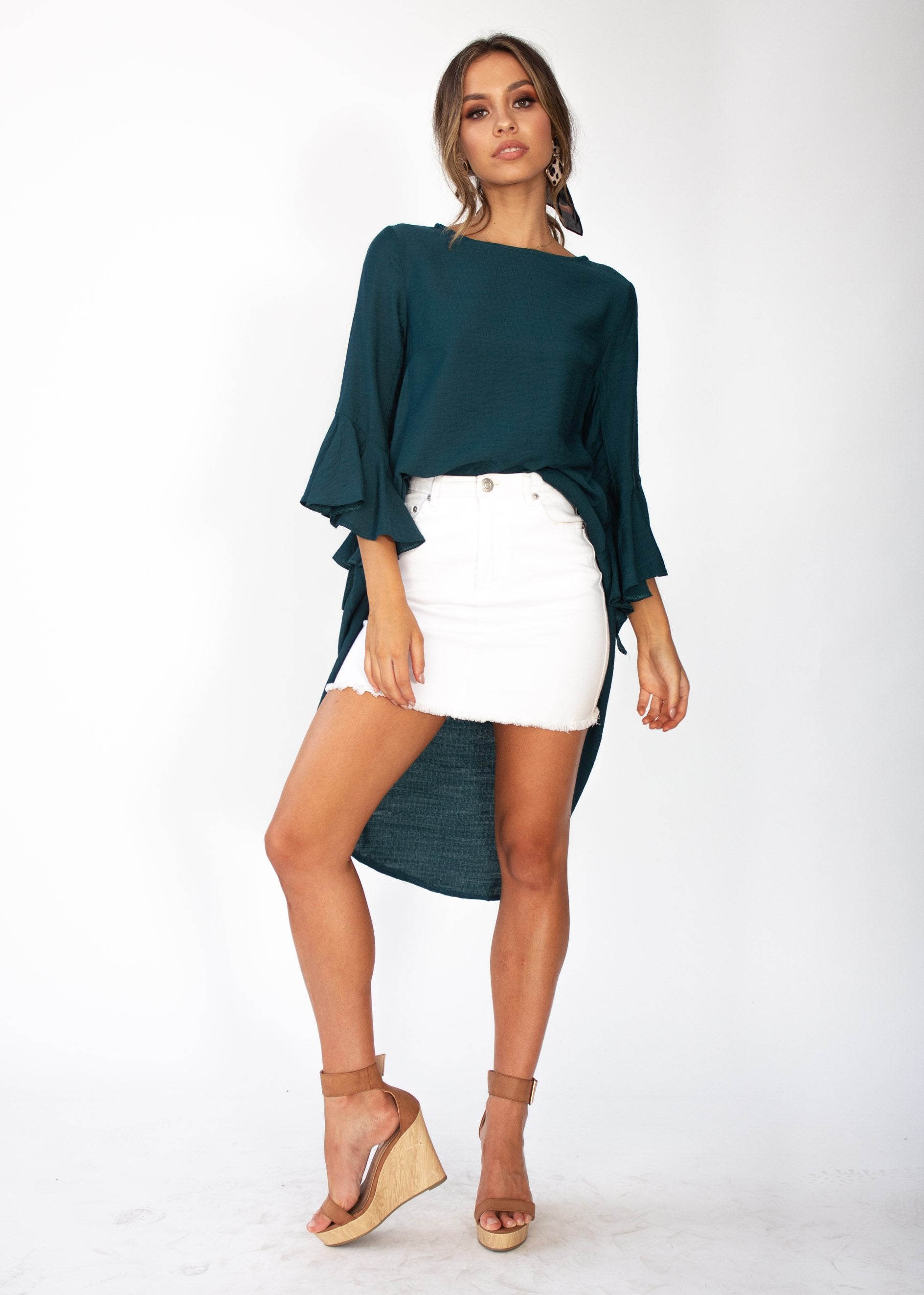 Satyana Hi-Lo Blouse - Emerald
