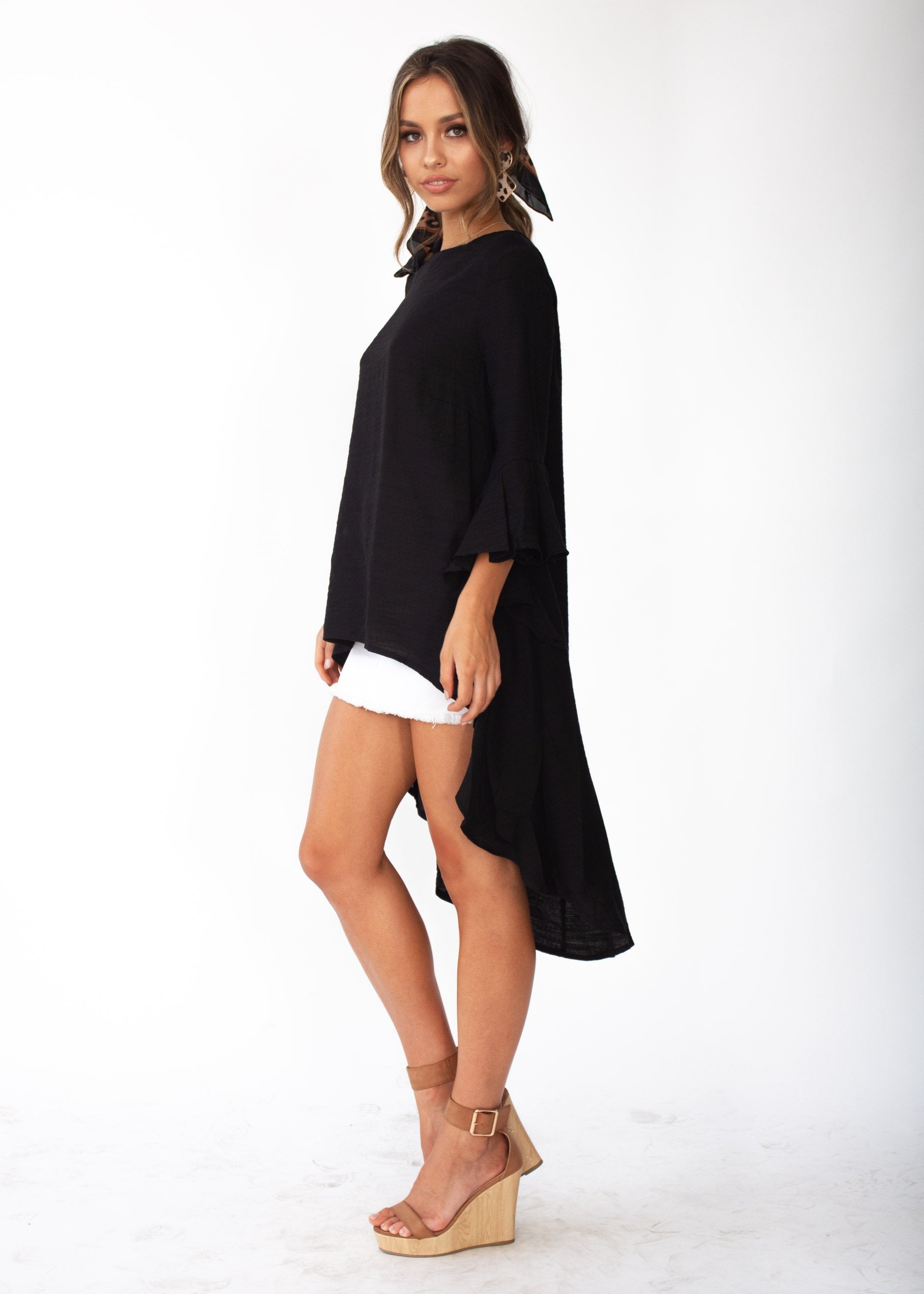 Satyana Hi-Lo Blouse - Black