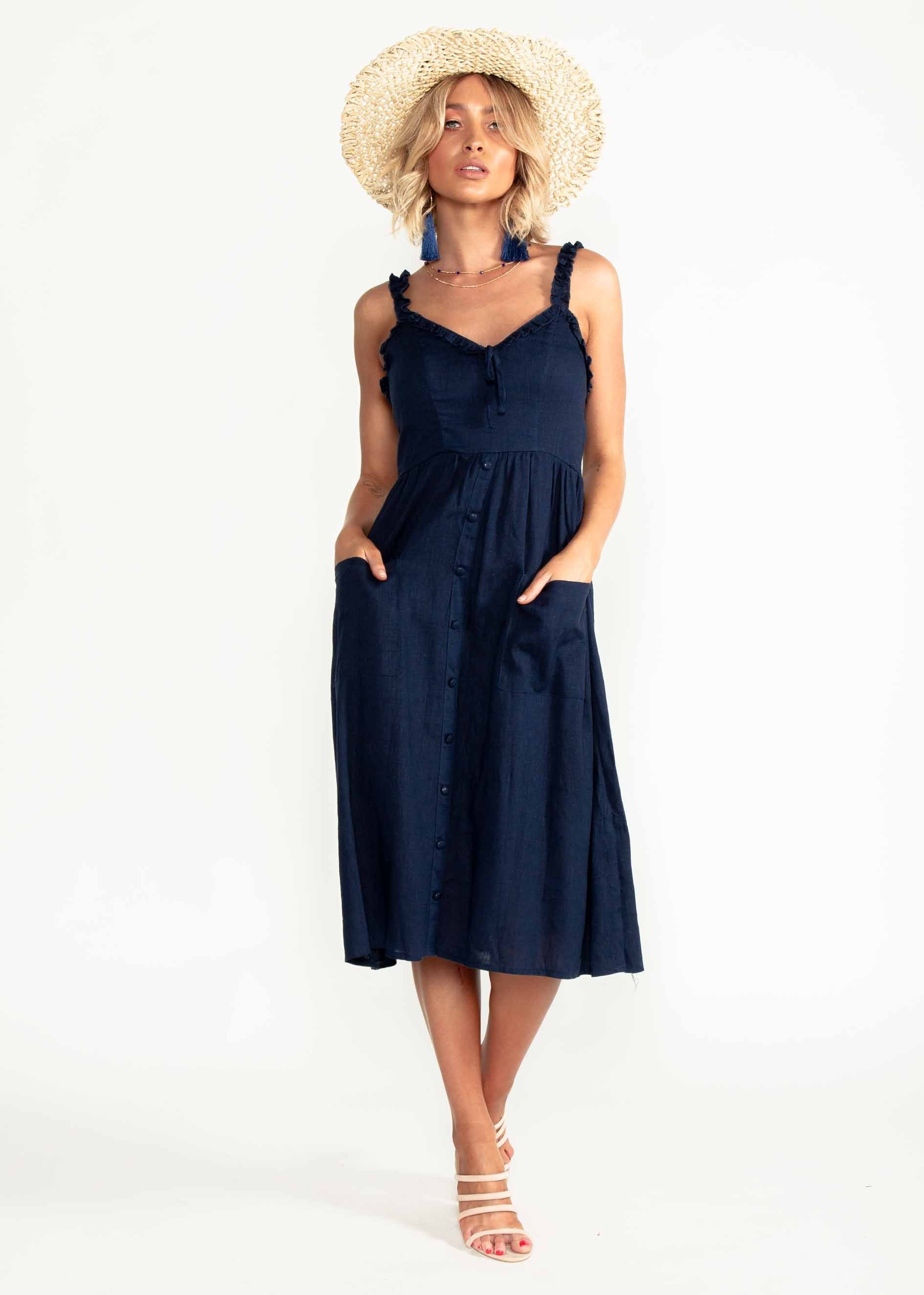 Alara Midi Dress - Navy
