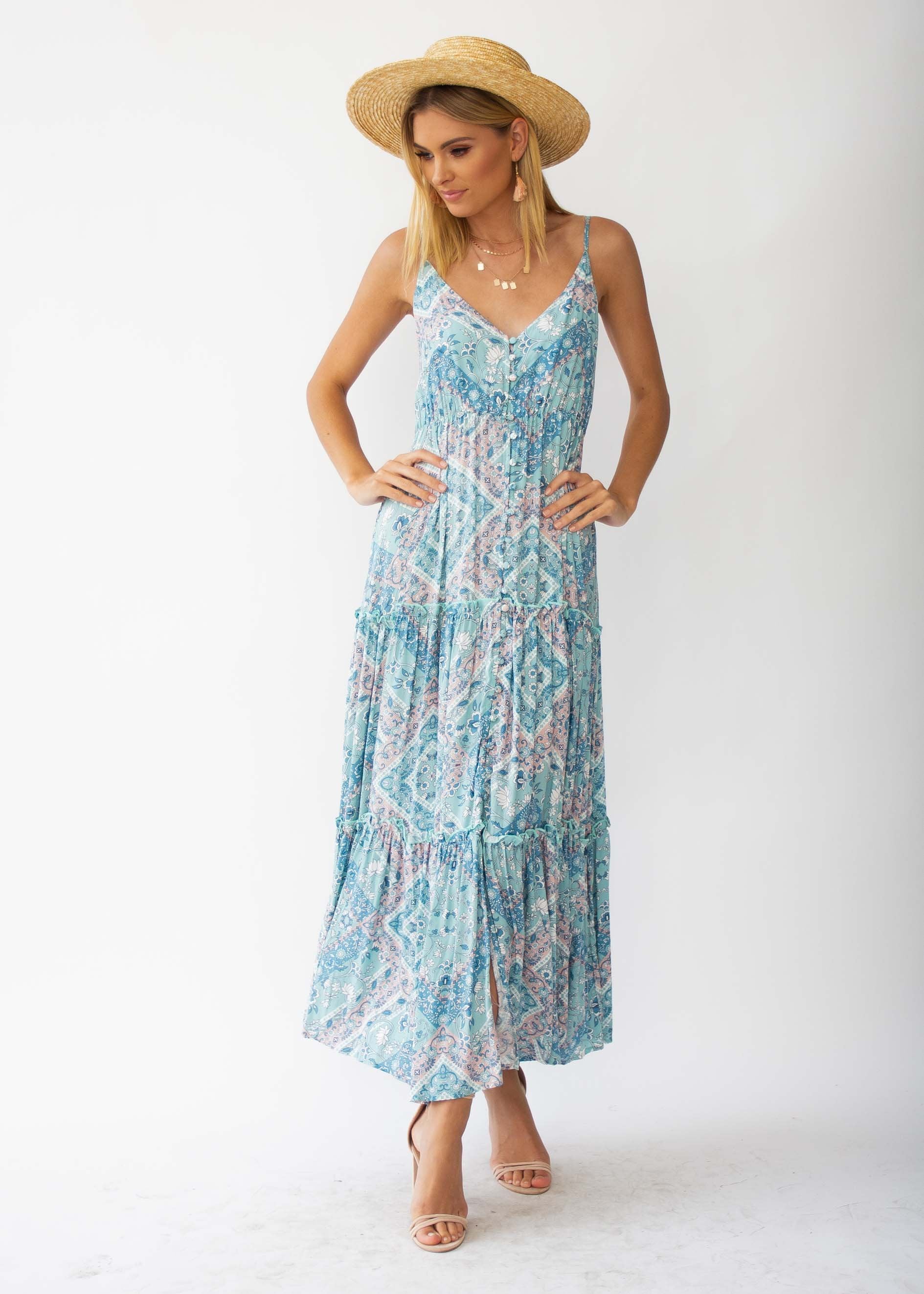 My Imagination Maxi Dress - Mint Paisley