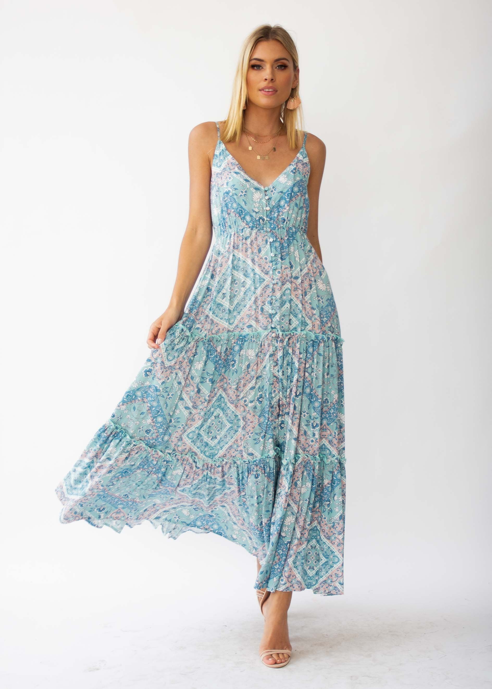 My Imagination Maxi Dress - Mint Paisley