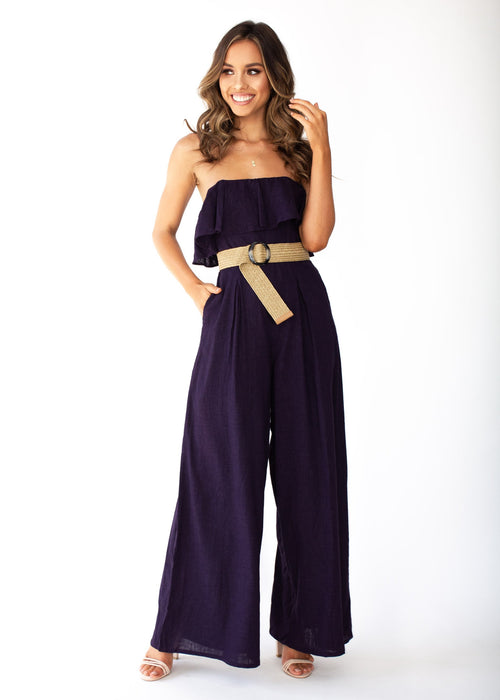 Womens Joslyn Strapless Pantsuit - Navy 