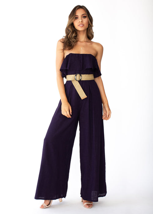 Joslyn Strapless Pantsuit - Navy 