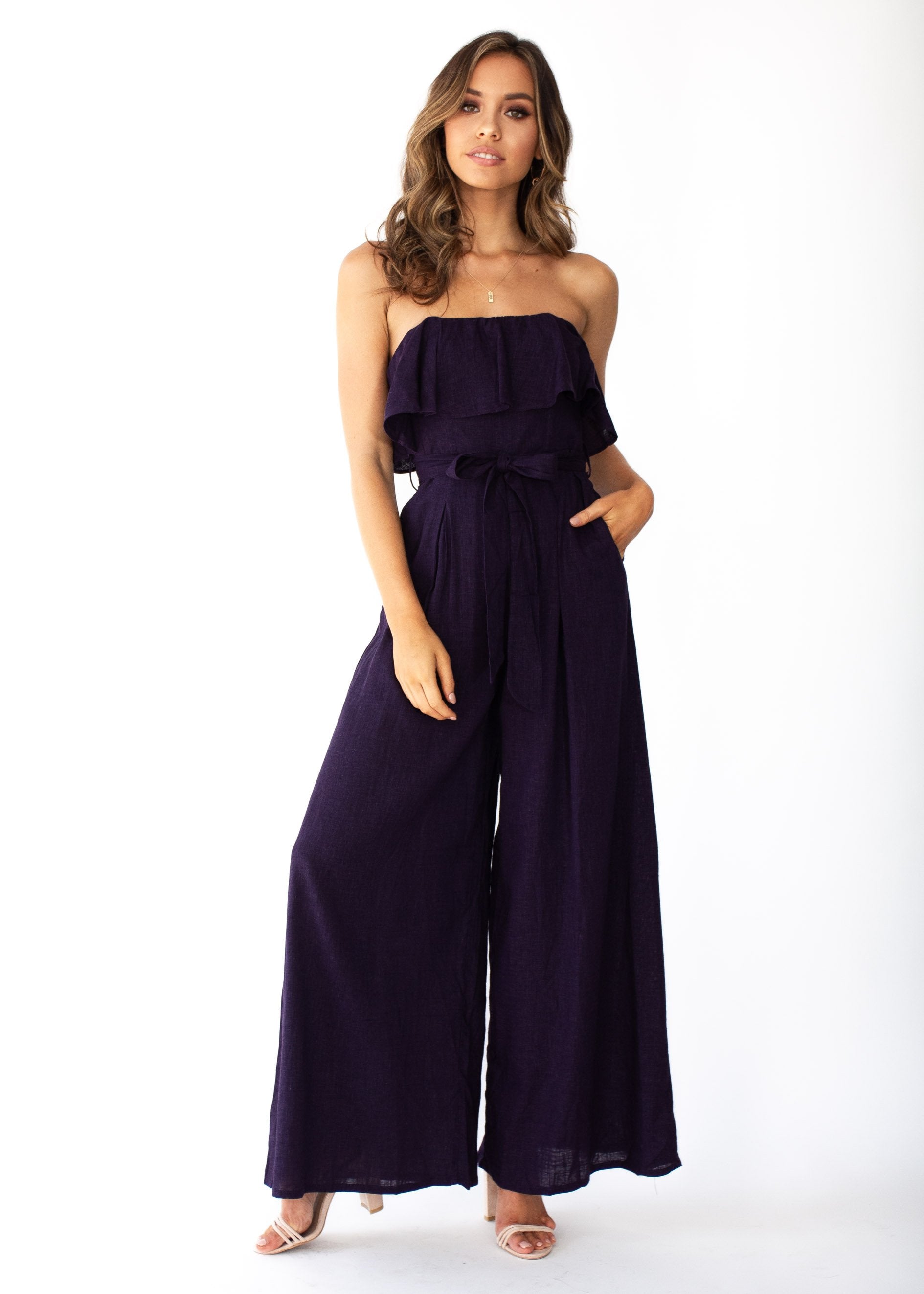 Joslyn Strapless Pantsuit - Navy