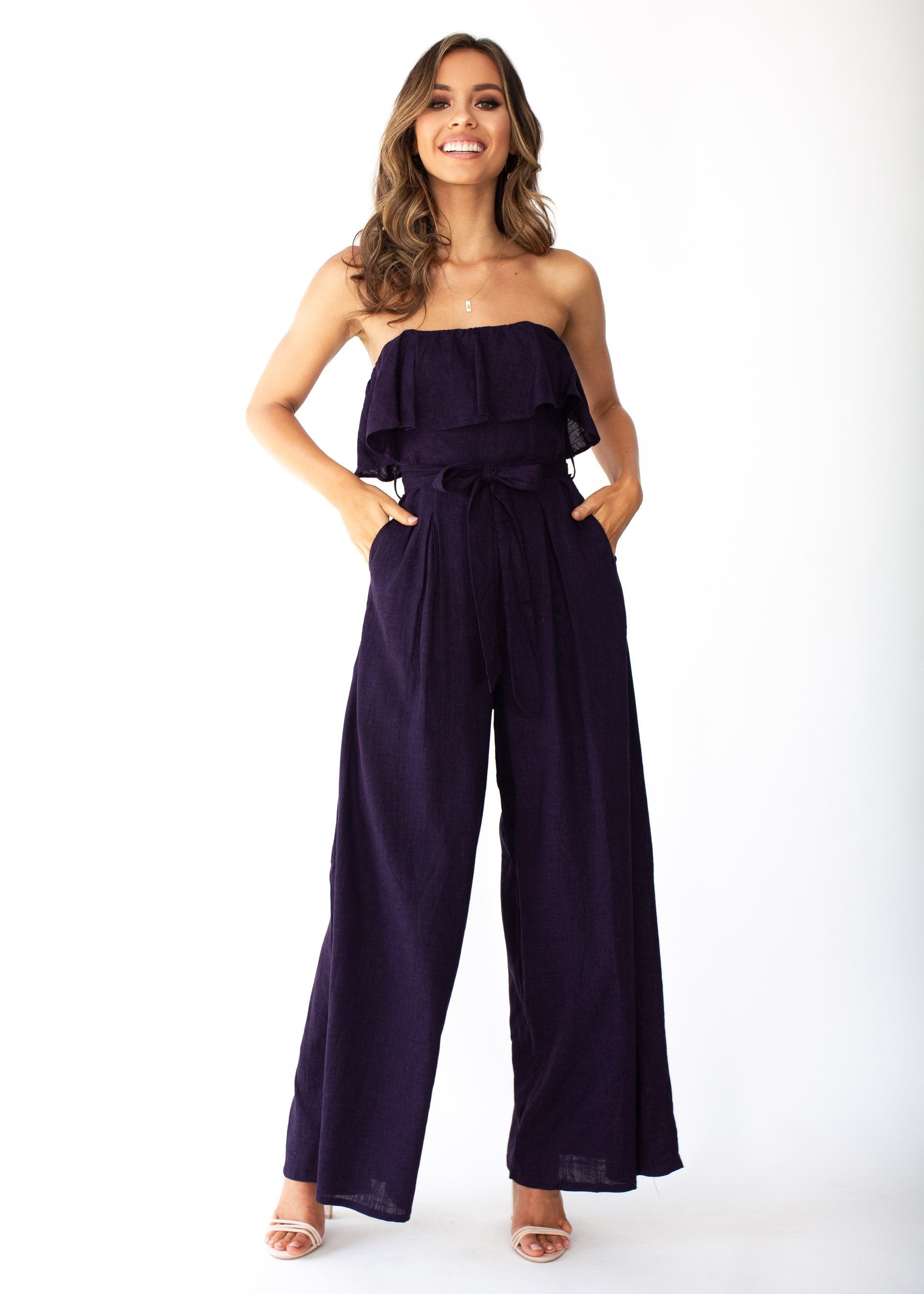 Joslyn Strapless Pantsuit - Navy