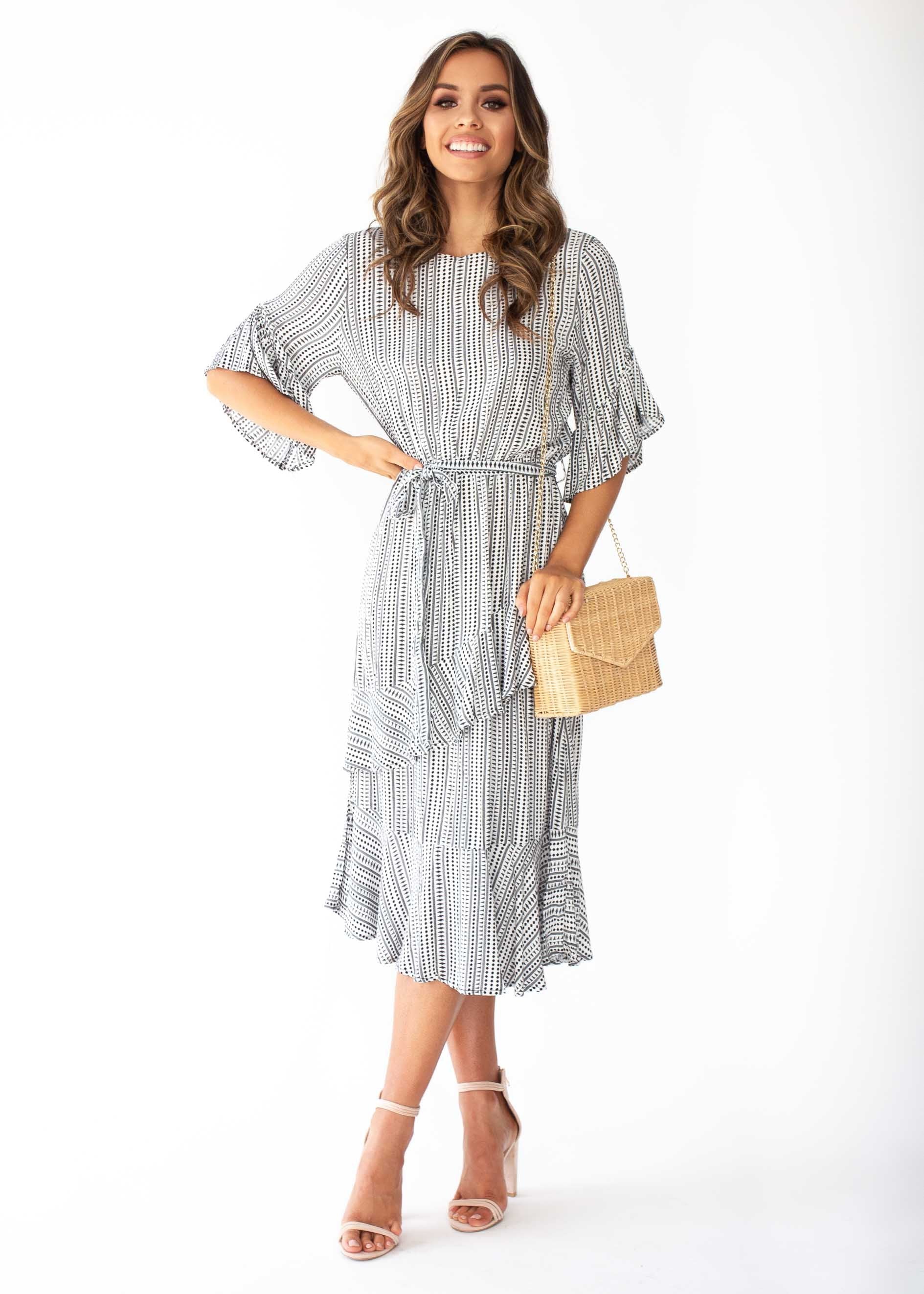 Santiago Midi Dress - Black/White
