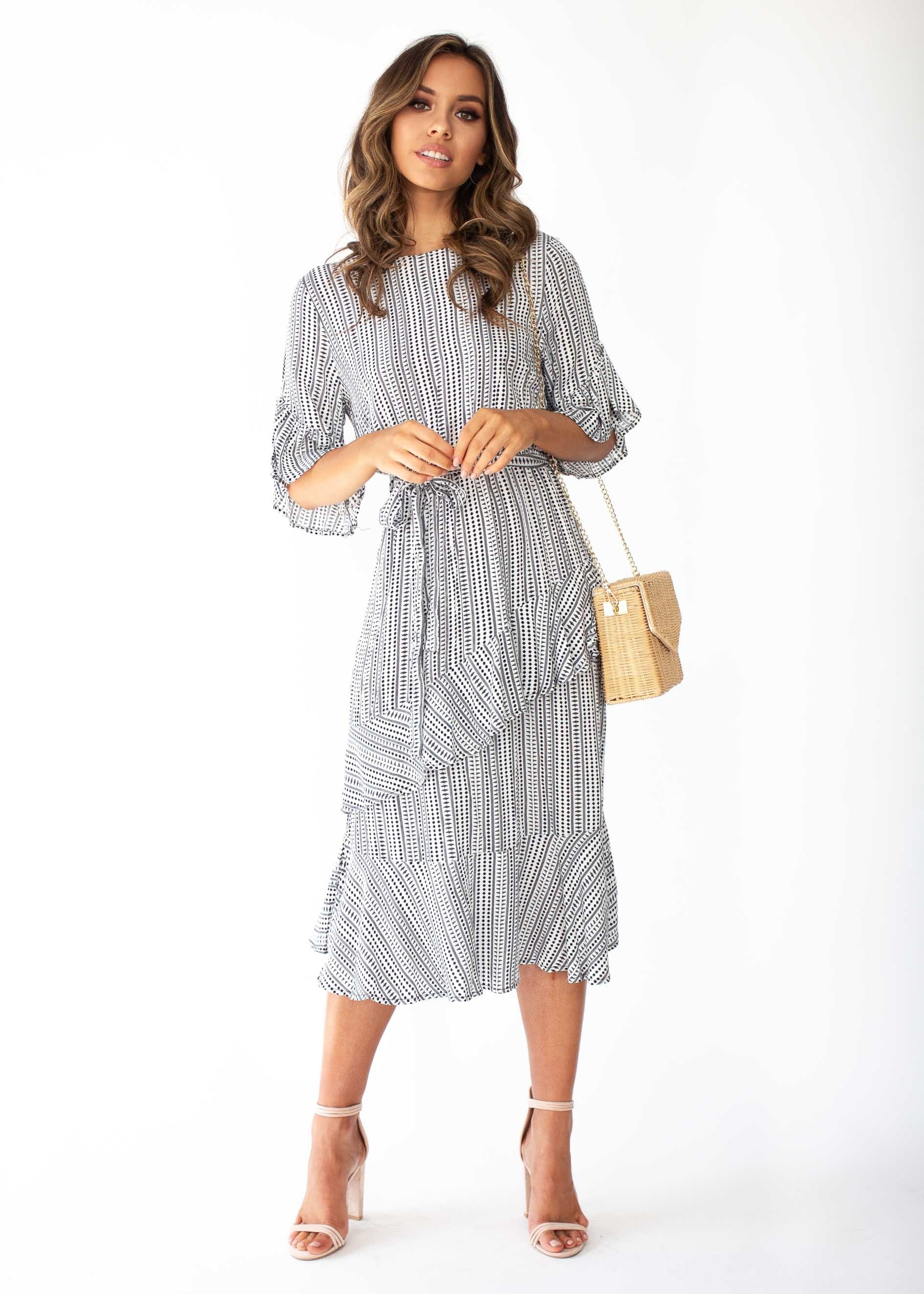 Santiago Midi Dress - Black/White