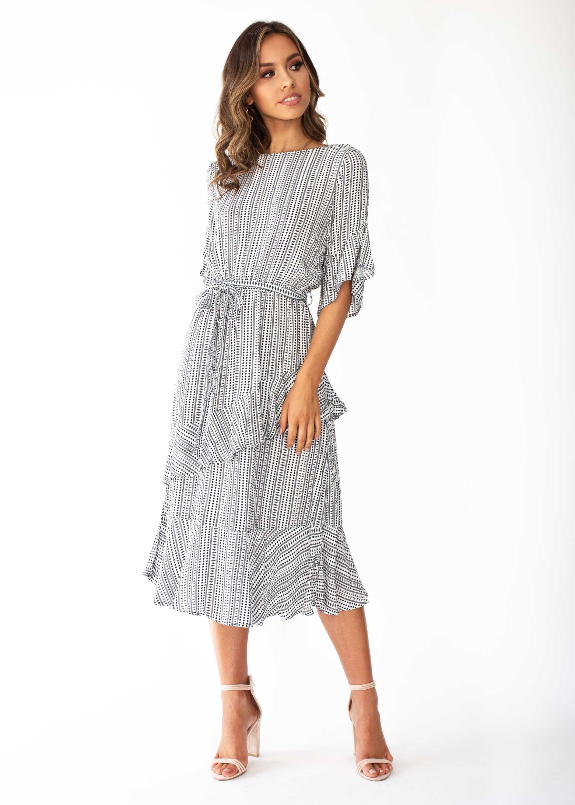 Santiago Midi Dress - Black/White