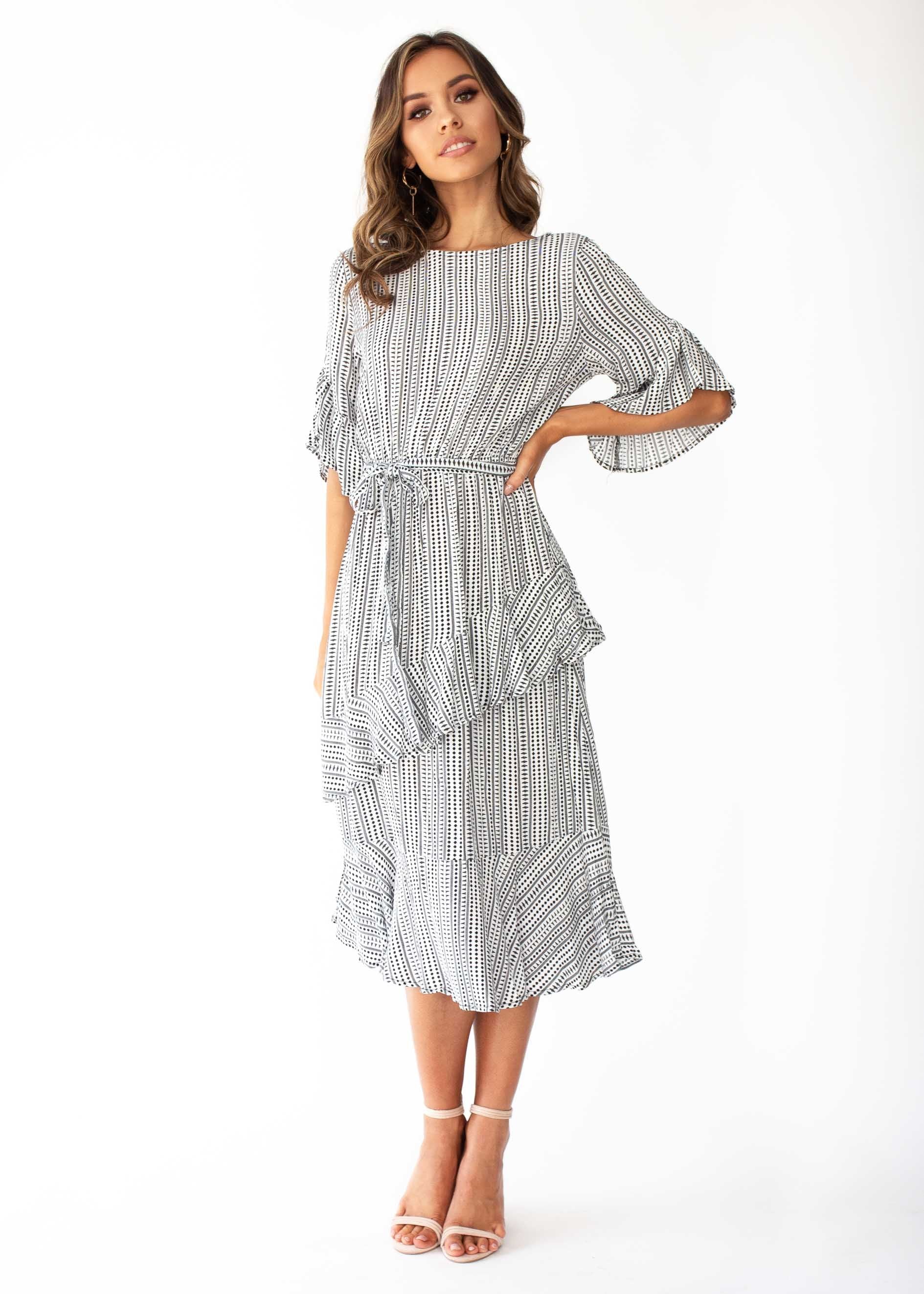 Santiago Midi Dress - Black/White
