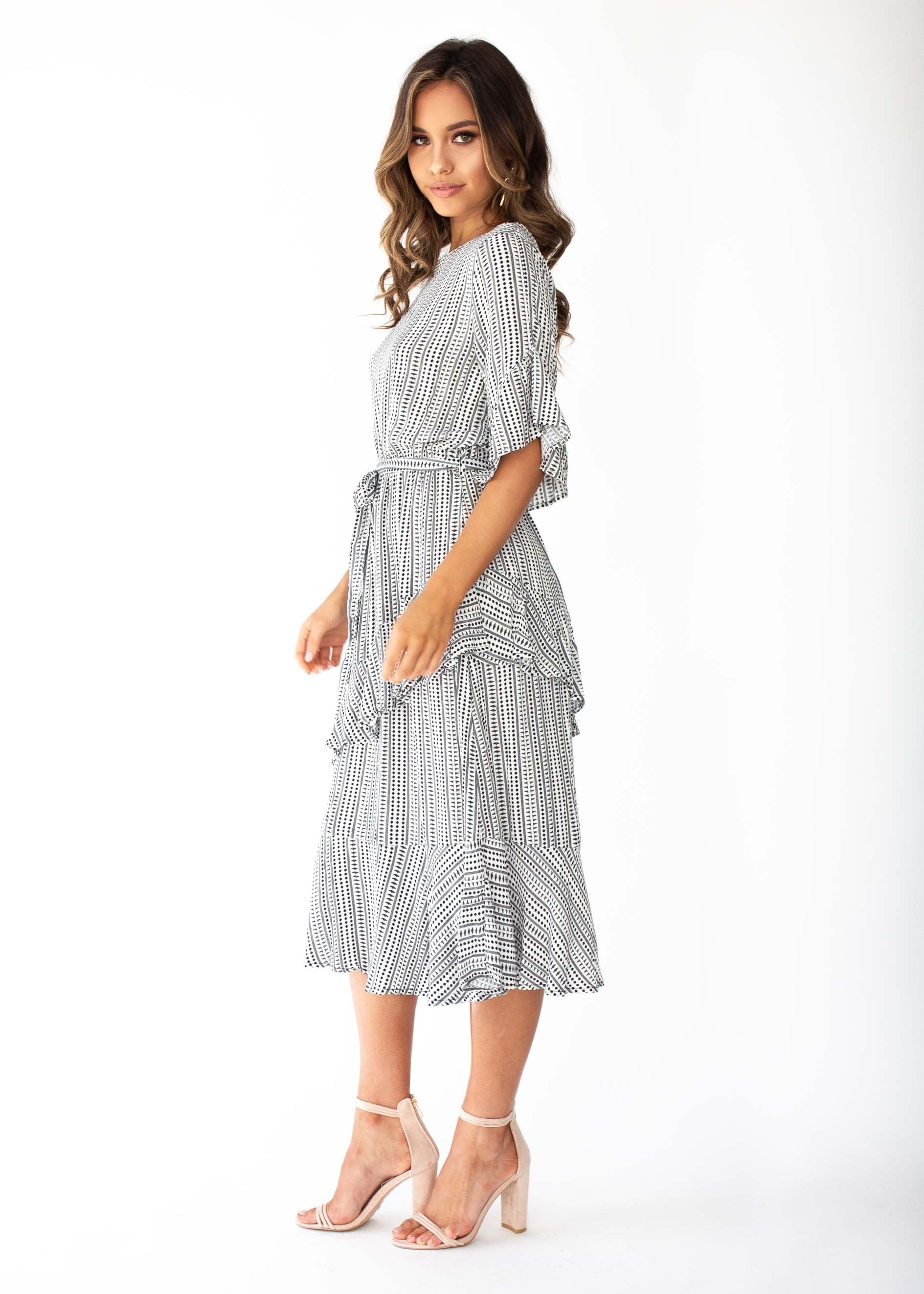 Santiago Midi Dress - Black/White