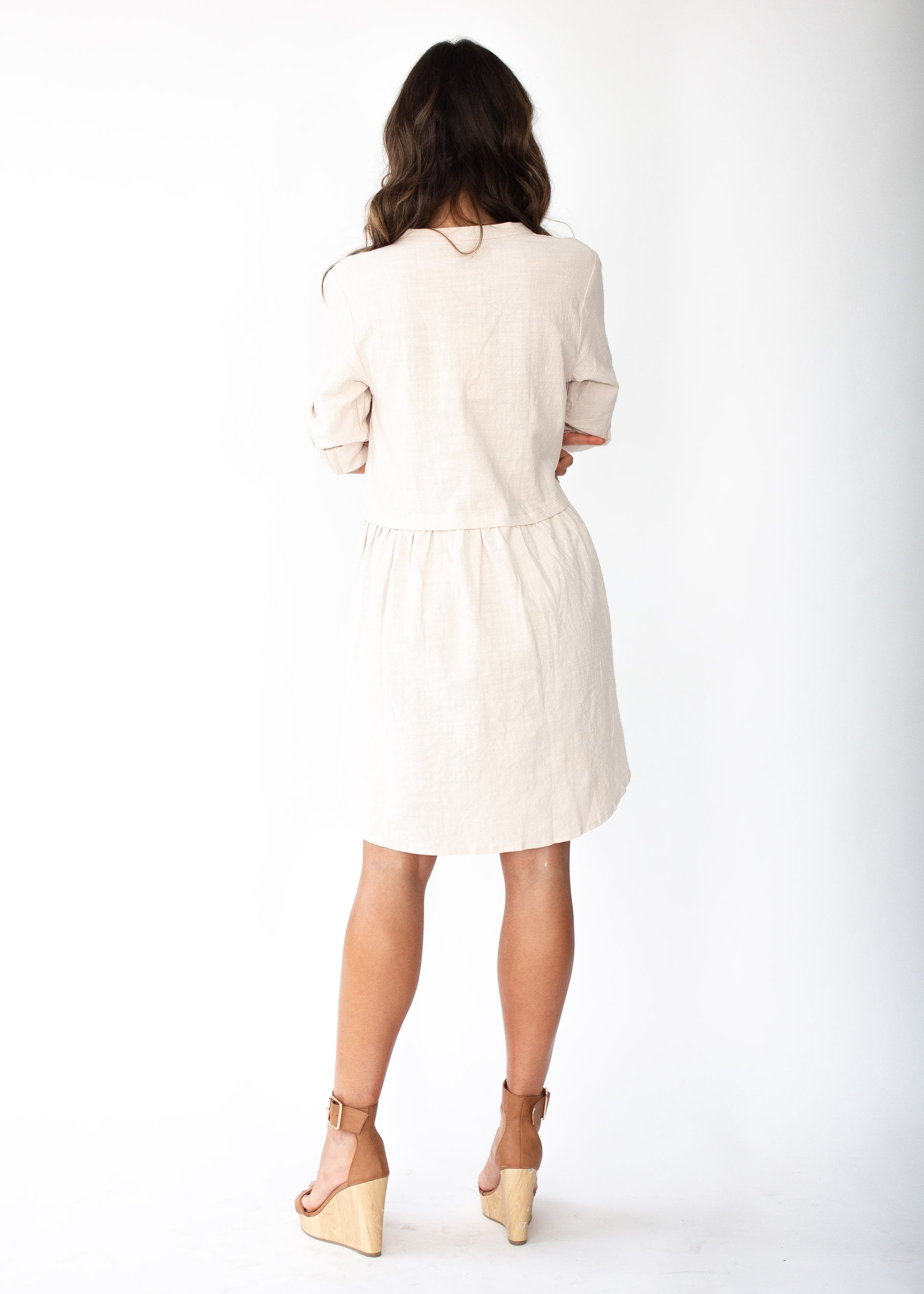 Laid Back Cotton Shirt Dress - Beige