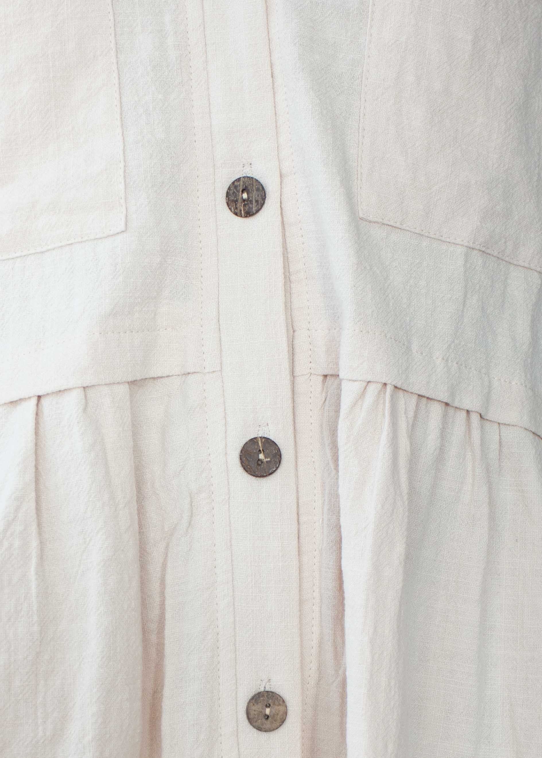 Laid Back Cotton Shirt Dress - Beige