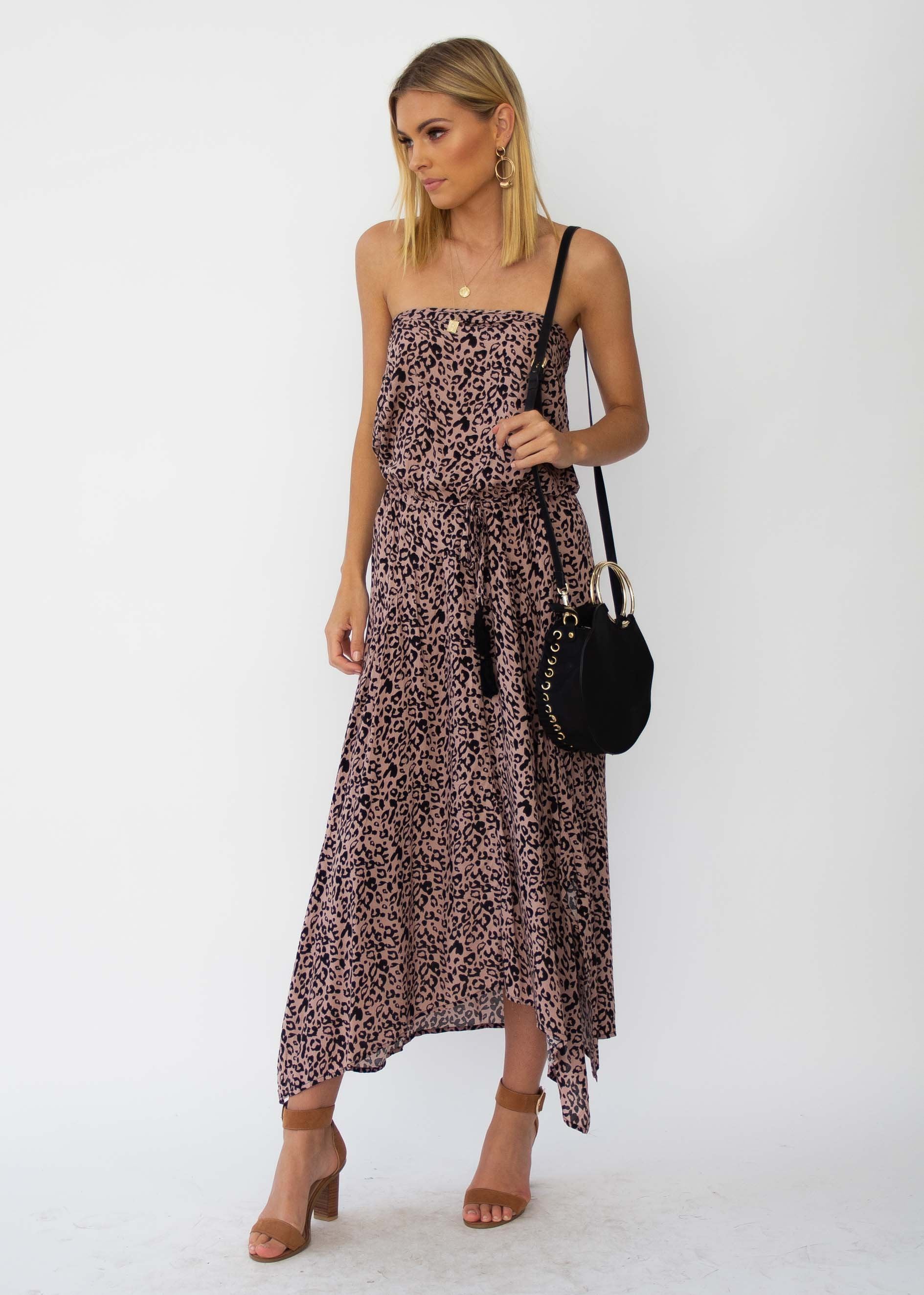 New Freedom Strapless Maxi Dress - Leopard