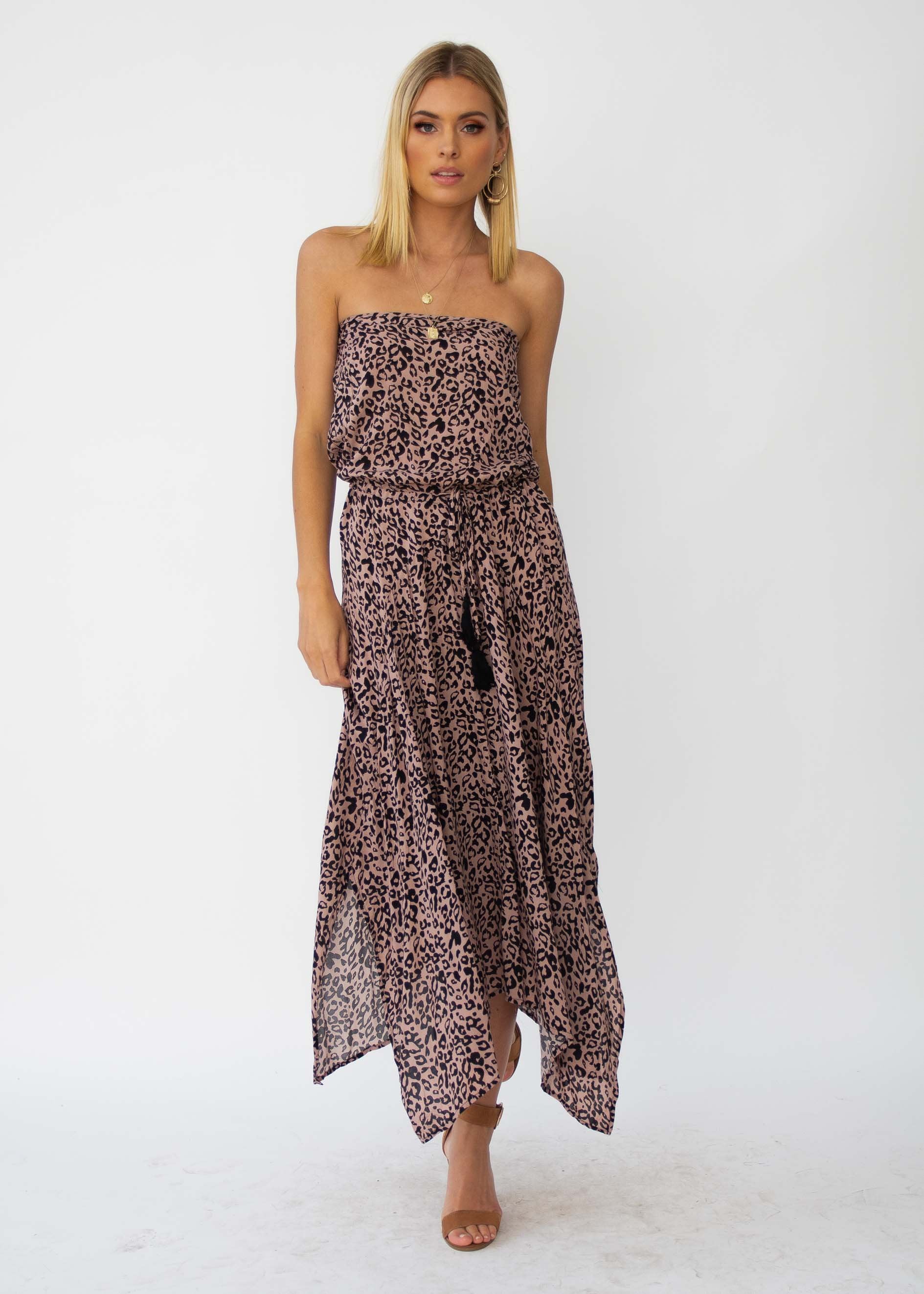 New Freedom Strapless Maxi Dress - Leopard