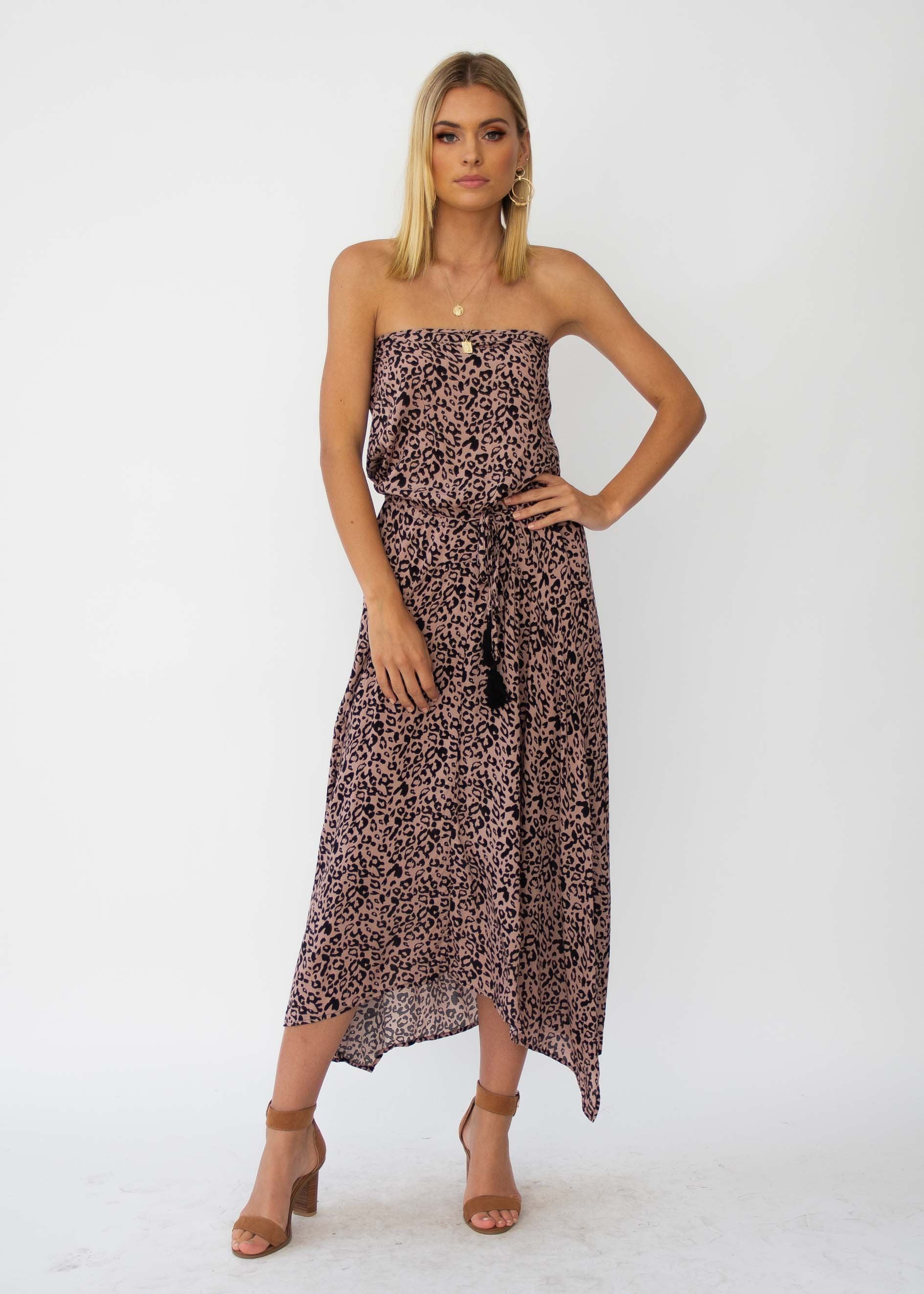 New Freedom Strapless Maxi Dress - Leopard