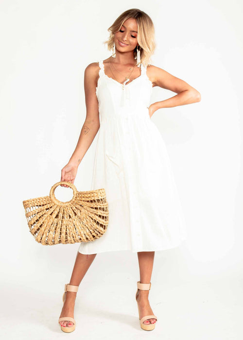 Alara Linen Midi Dress - Ivory