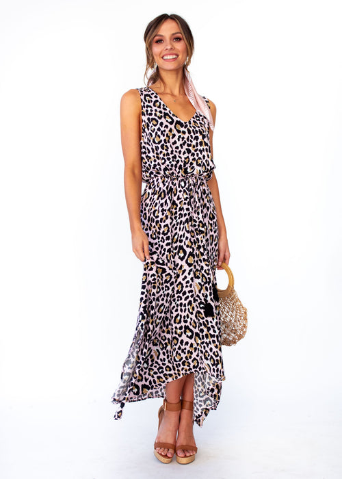 Kaycee Maxi Dress	- Blush Leopard Print