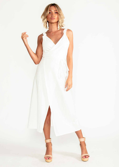 Wicked Games Wrap Midi Dress - Ivory