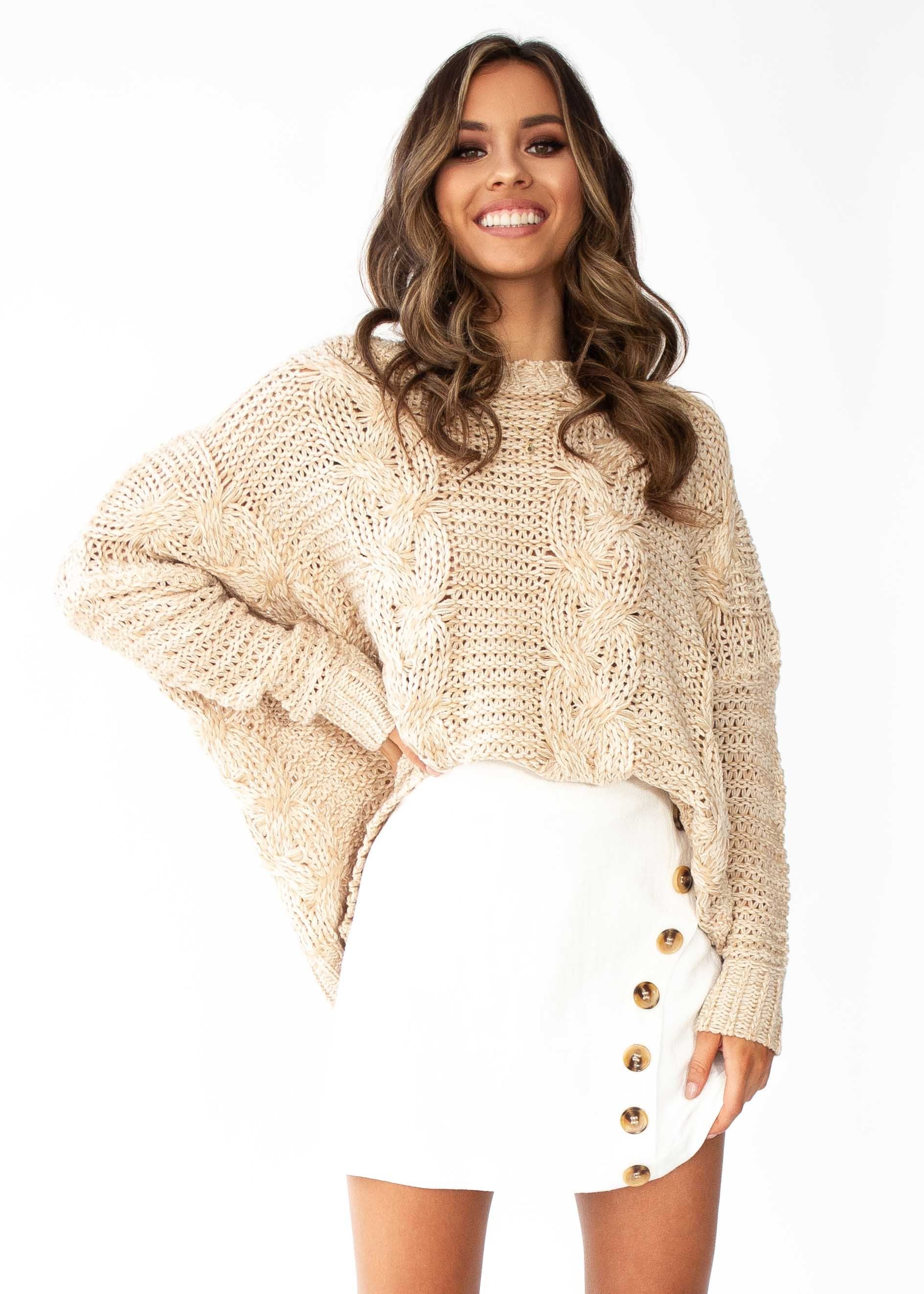 Women's Easy Days Cable Knit Sweater - Beige