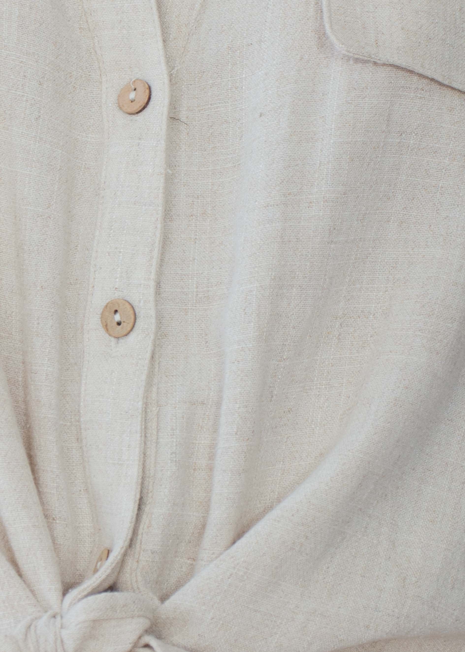 Catriona Tie Front Sleeveless Top - Natural
