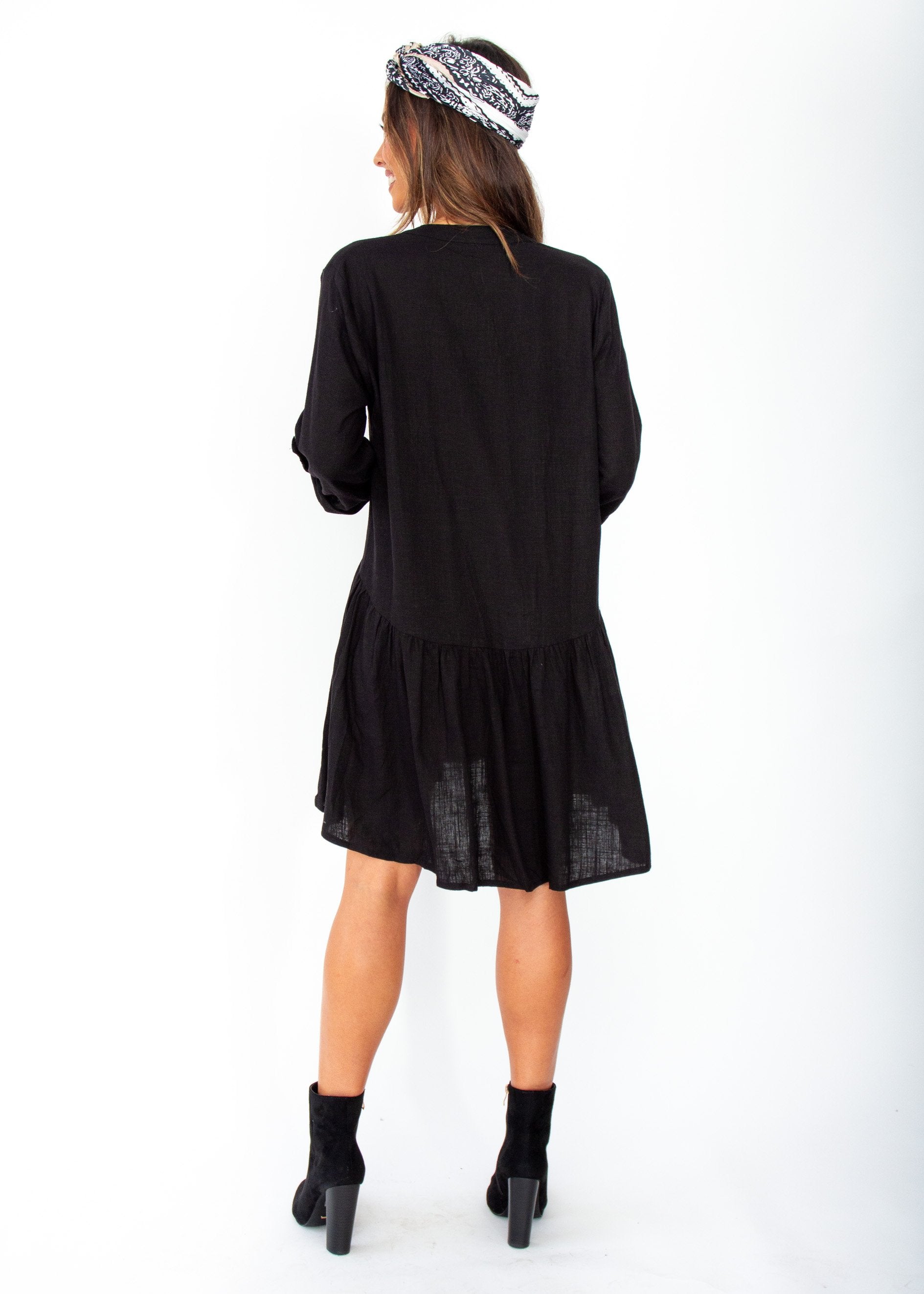 Avoca Linen Tunic Dress - Black