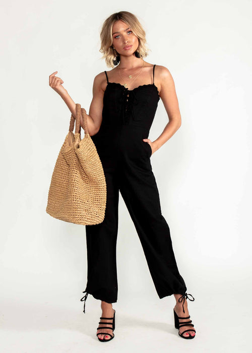 Cross Your Mind Pantsuit - Black