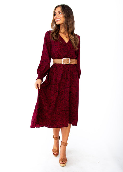 Women's Smoke & Fire Midi Dress - Wine Spot Print