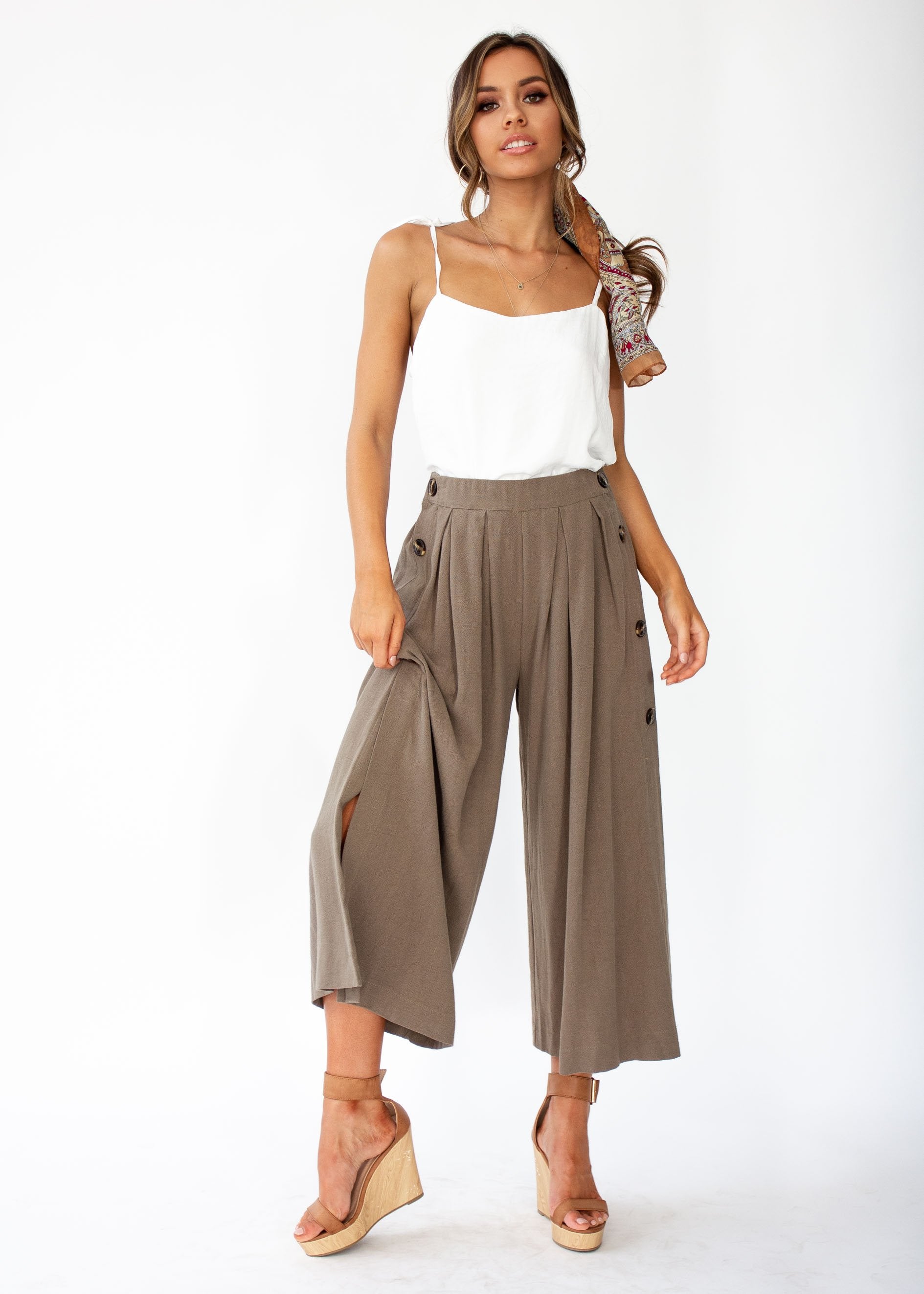Two Hearts Satin-Look Cami - White