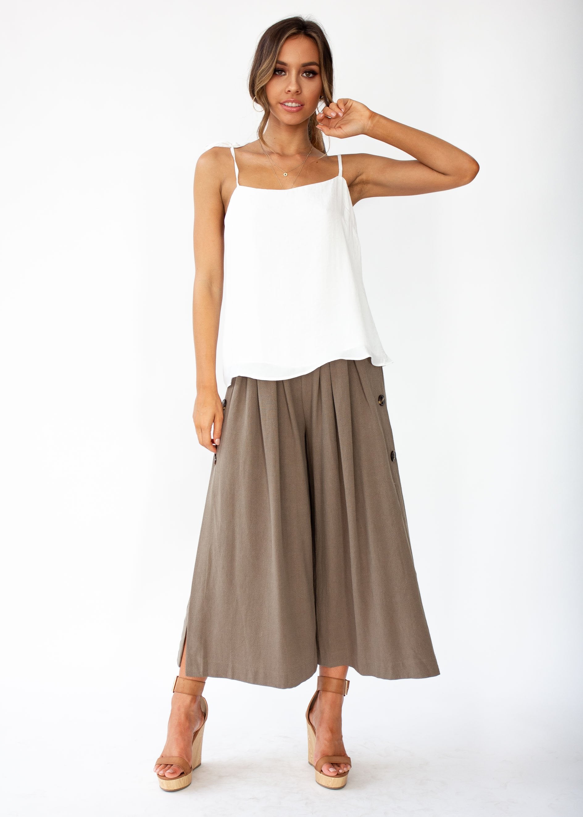 Two Hearts Satin-Look Cami - White