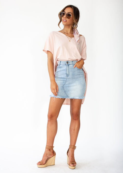 Bad Habits Denim Skirt - Light Blue