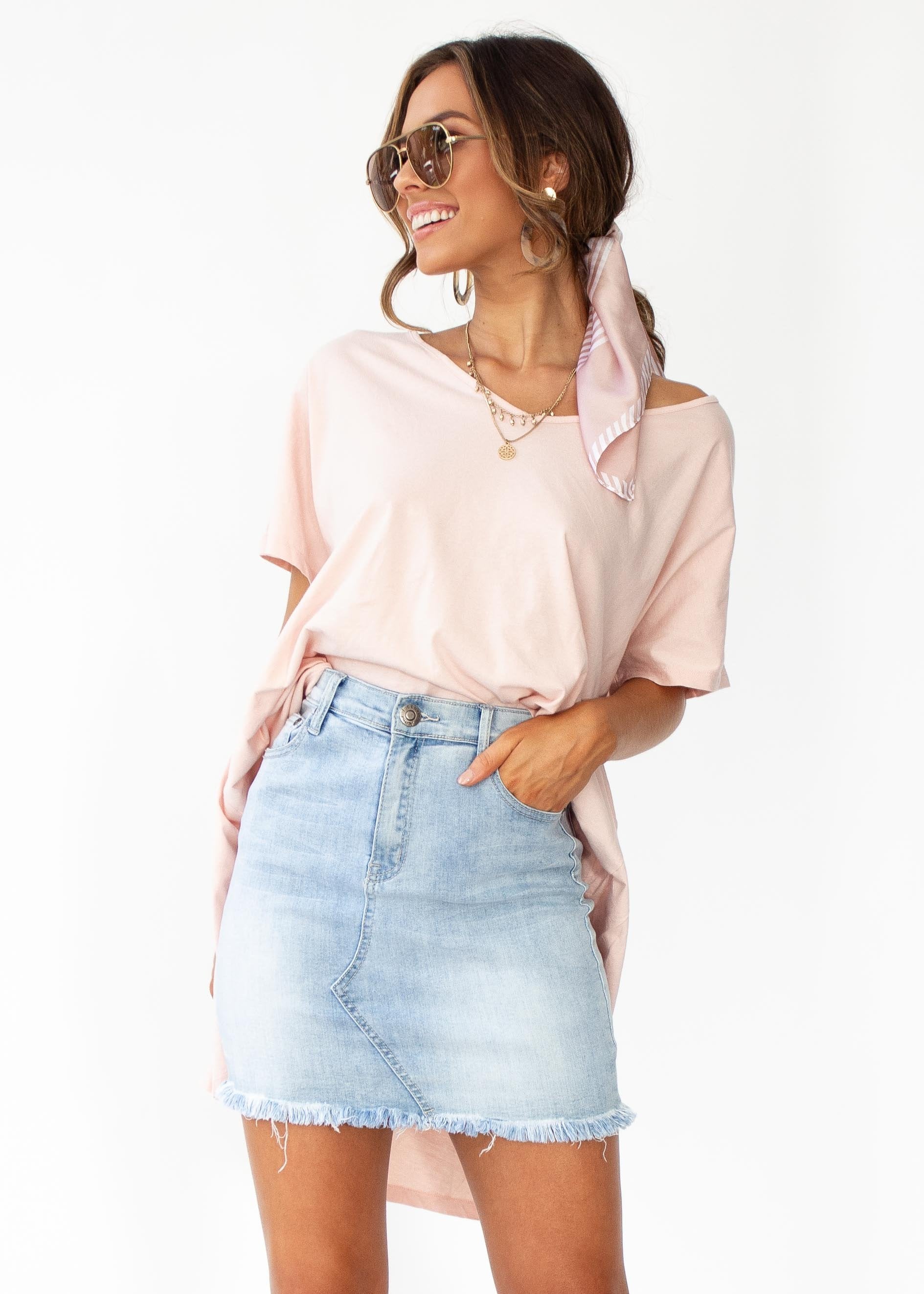 Bad Habits Denim Skirt - Light Blue