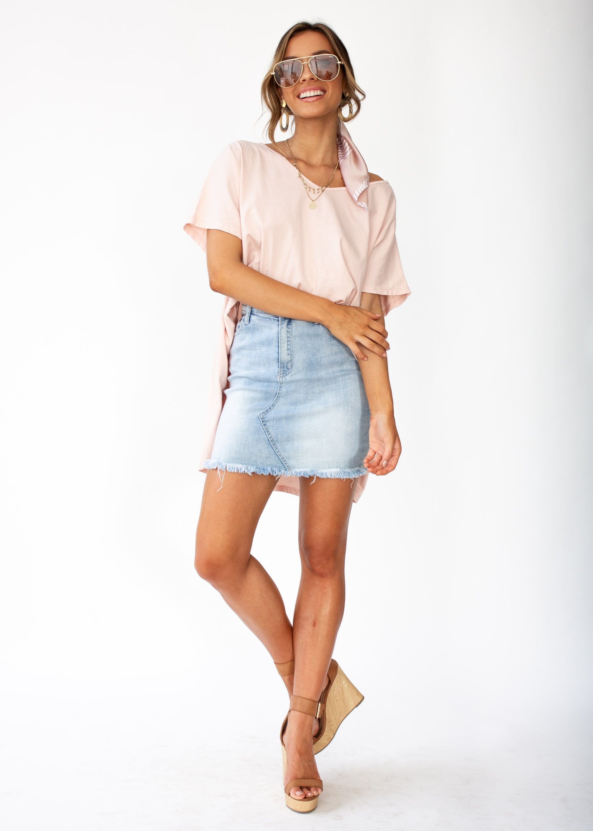 Bad Habits Denim Skirt - Light Blue