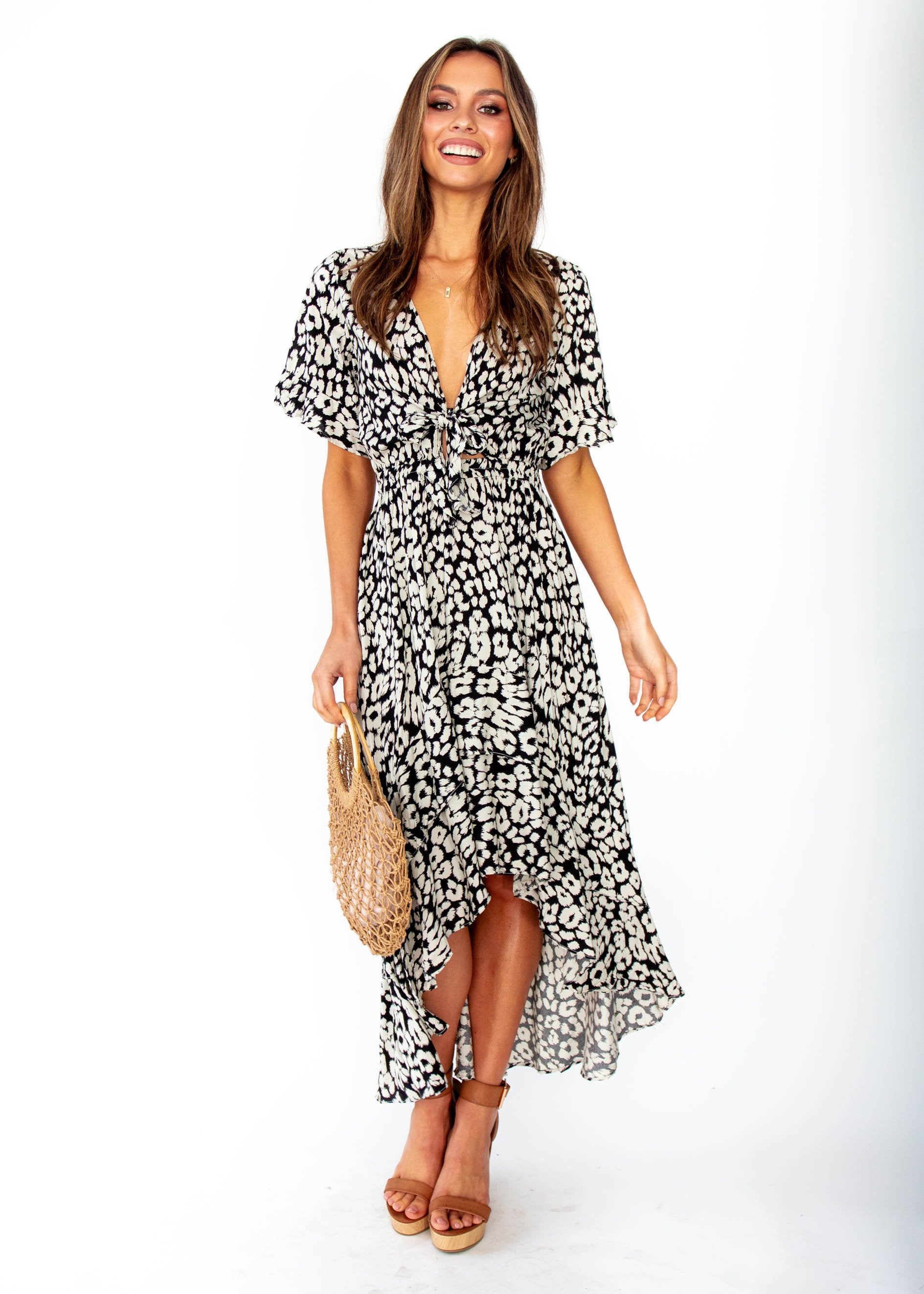 Feel Like This Hi-Lo Maxi Dress - Black/Nude