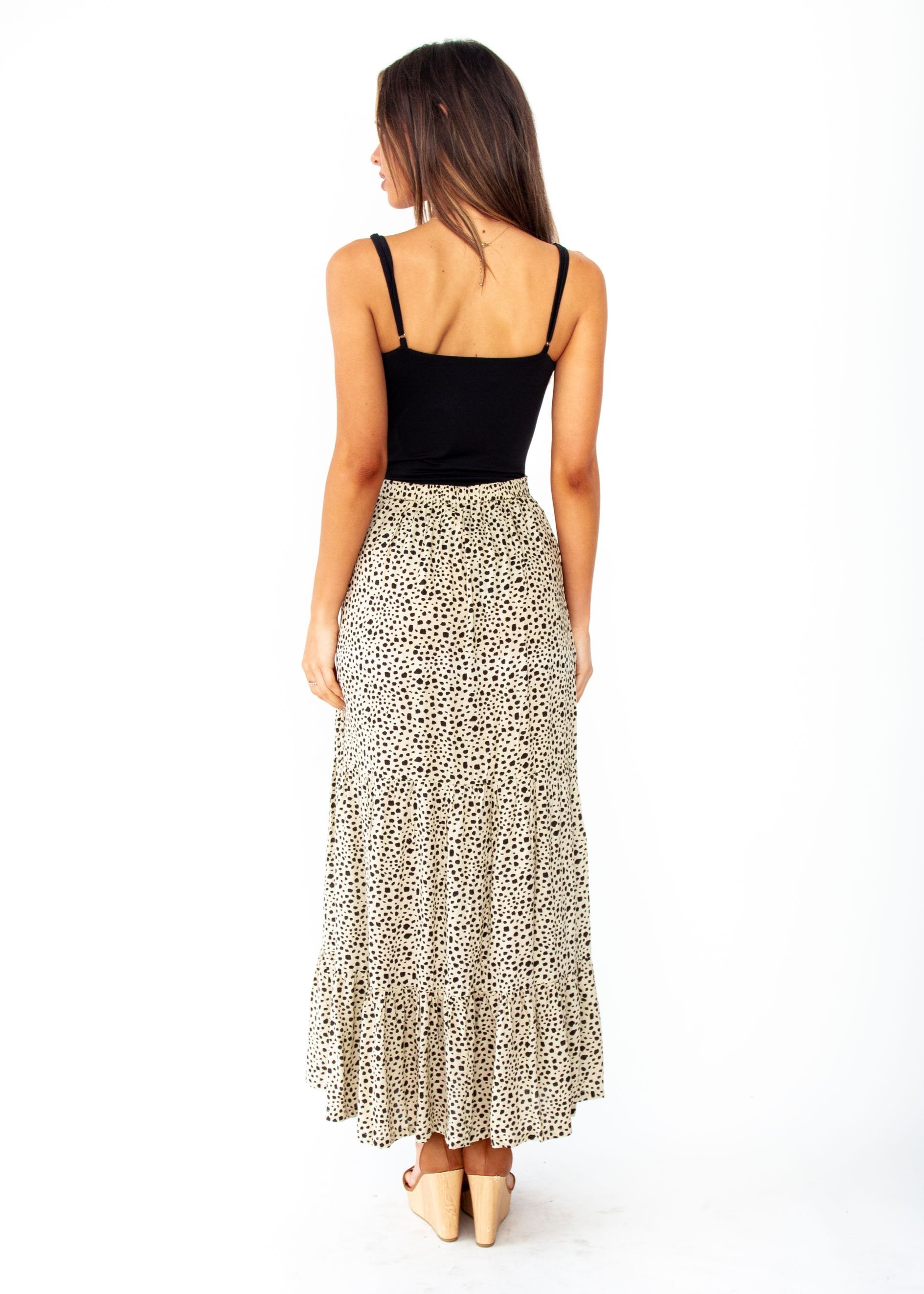 Courtney Maxi Skirt - Beige Spot