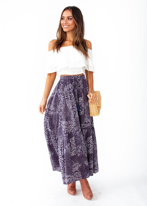Sweet Love Maxi Skirt - Navy Twilight Print