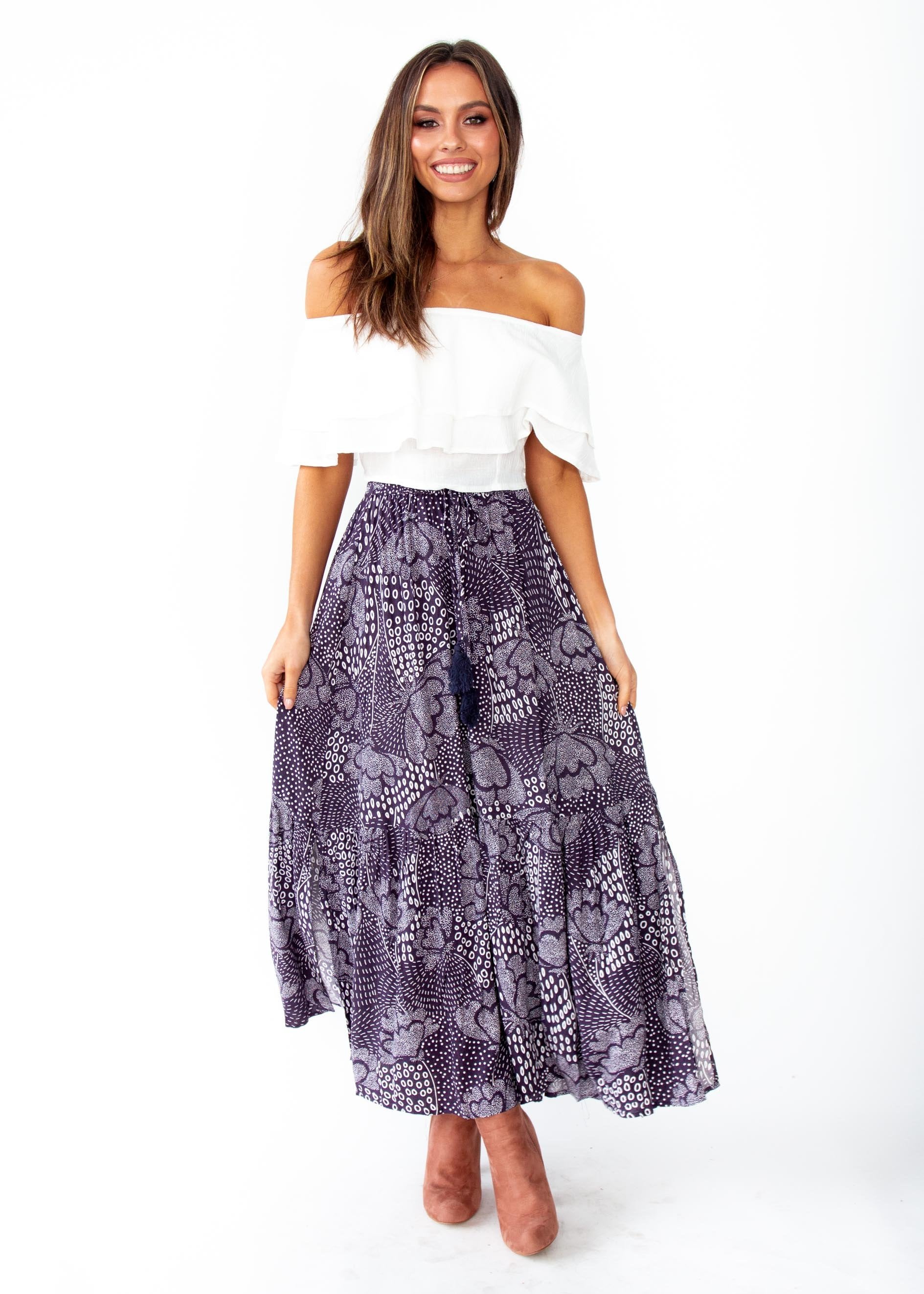 Sweet Love Maxi Skirt - Navy Twilight