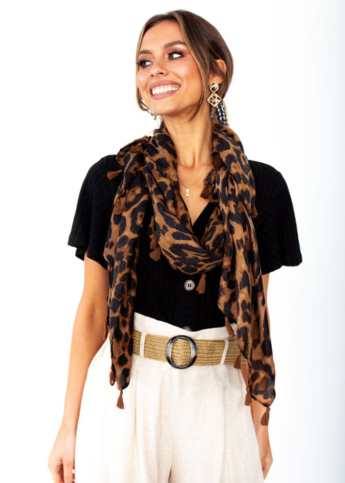 Women's Take Me Scarf - Bronze Leopard Print
