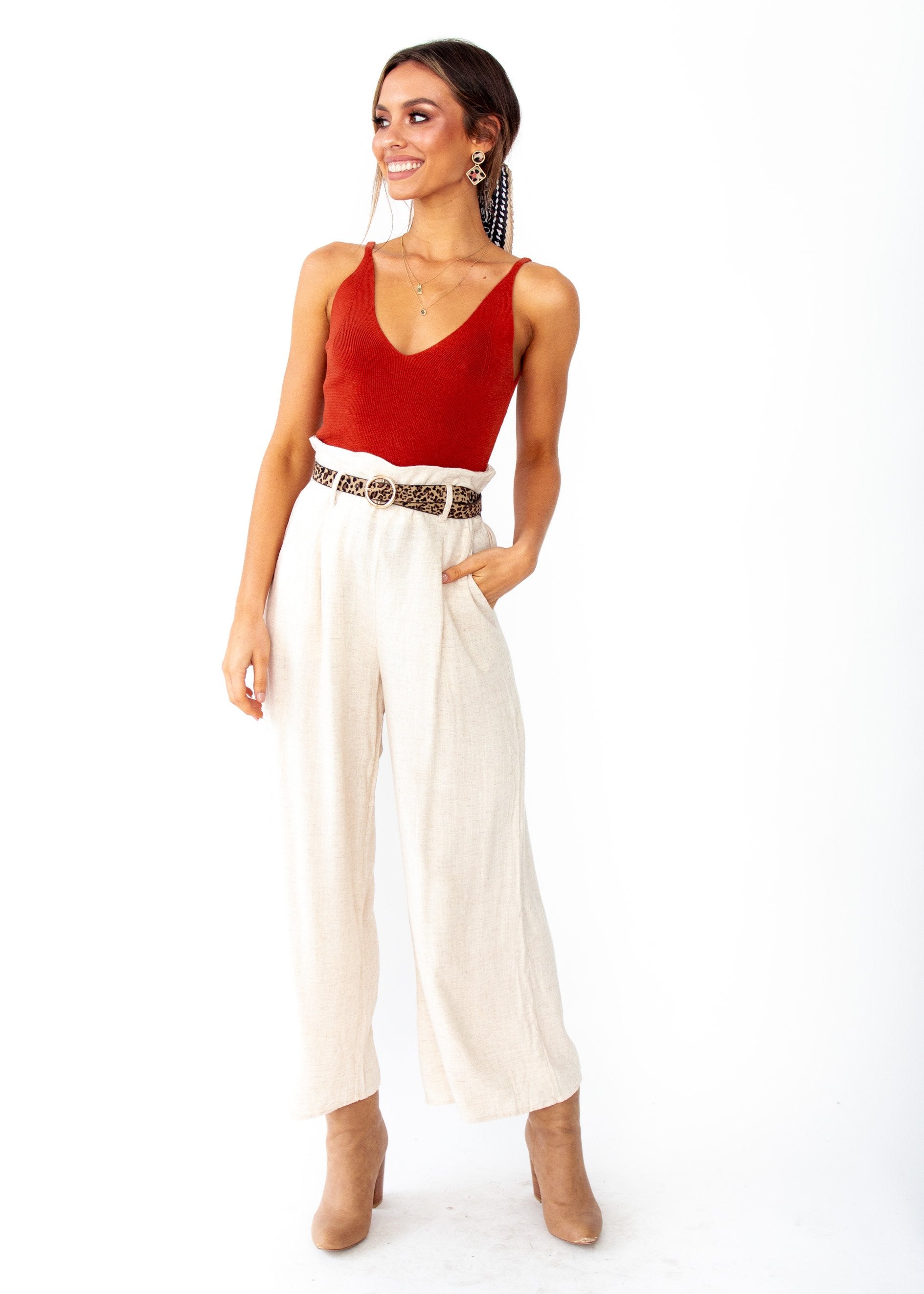Adelia Knit Cami - Rust
