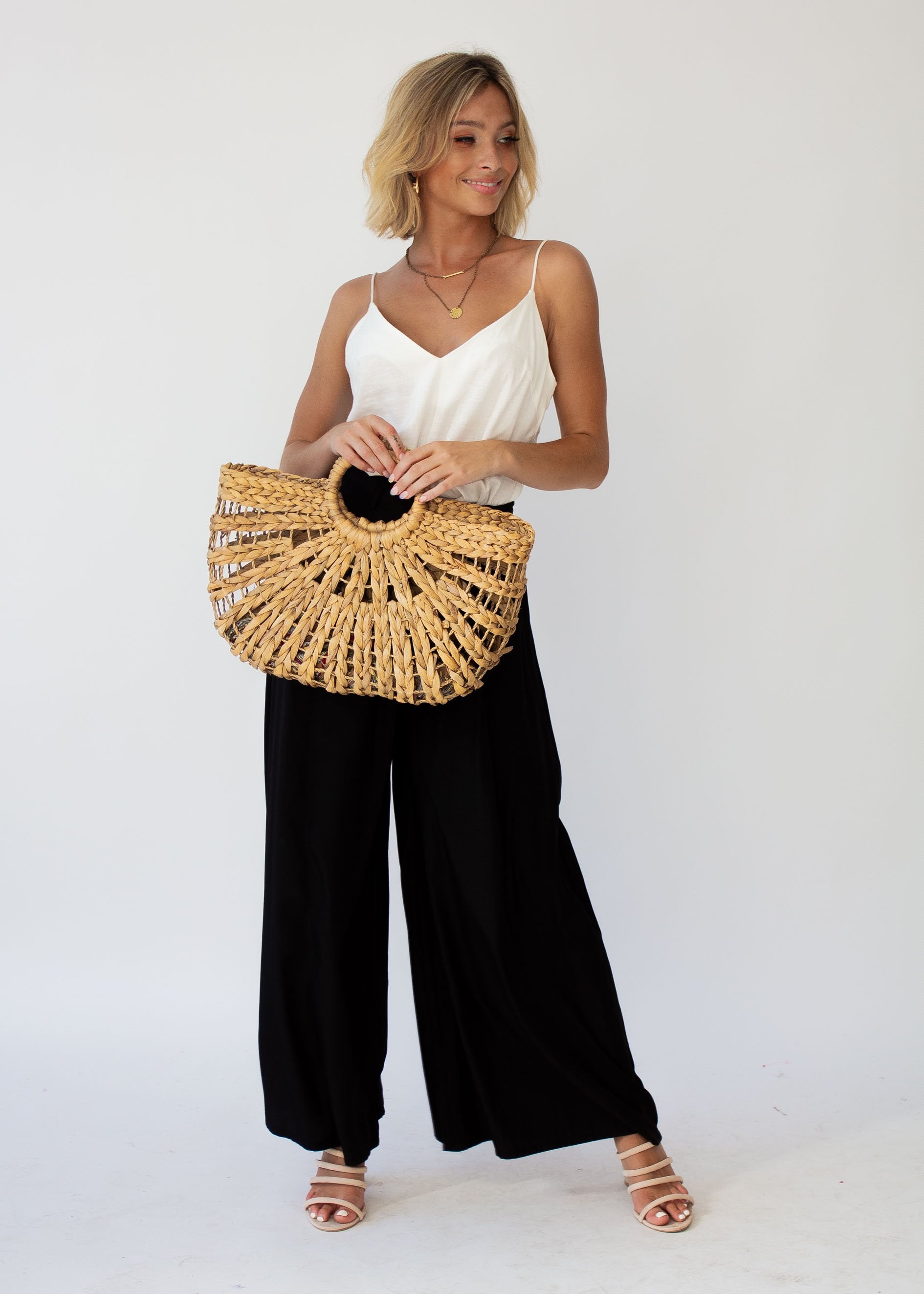 Burning Up Wide Leg Pants - Black