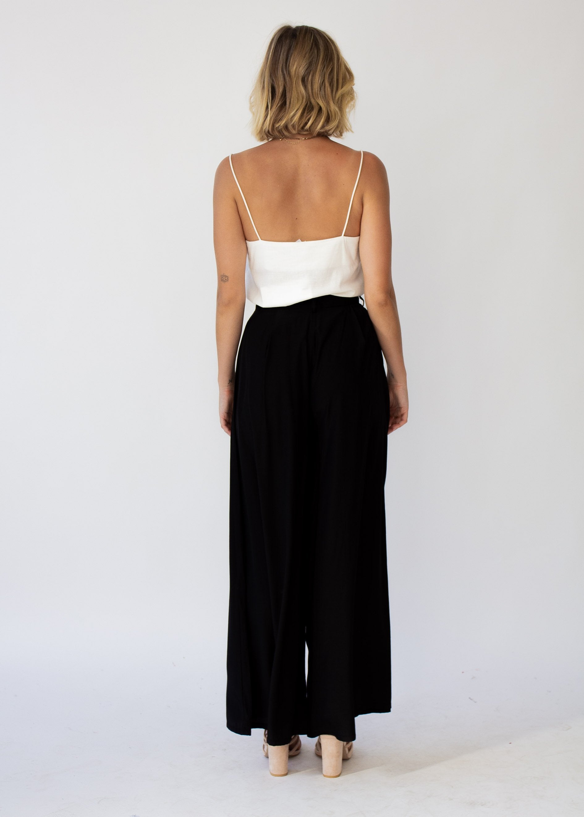 Burning Up Wide Leg Pants - Black