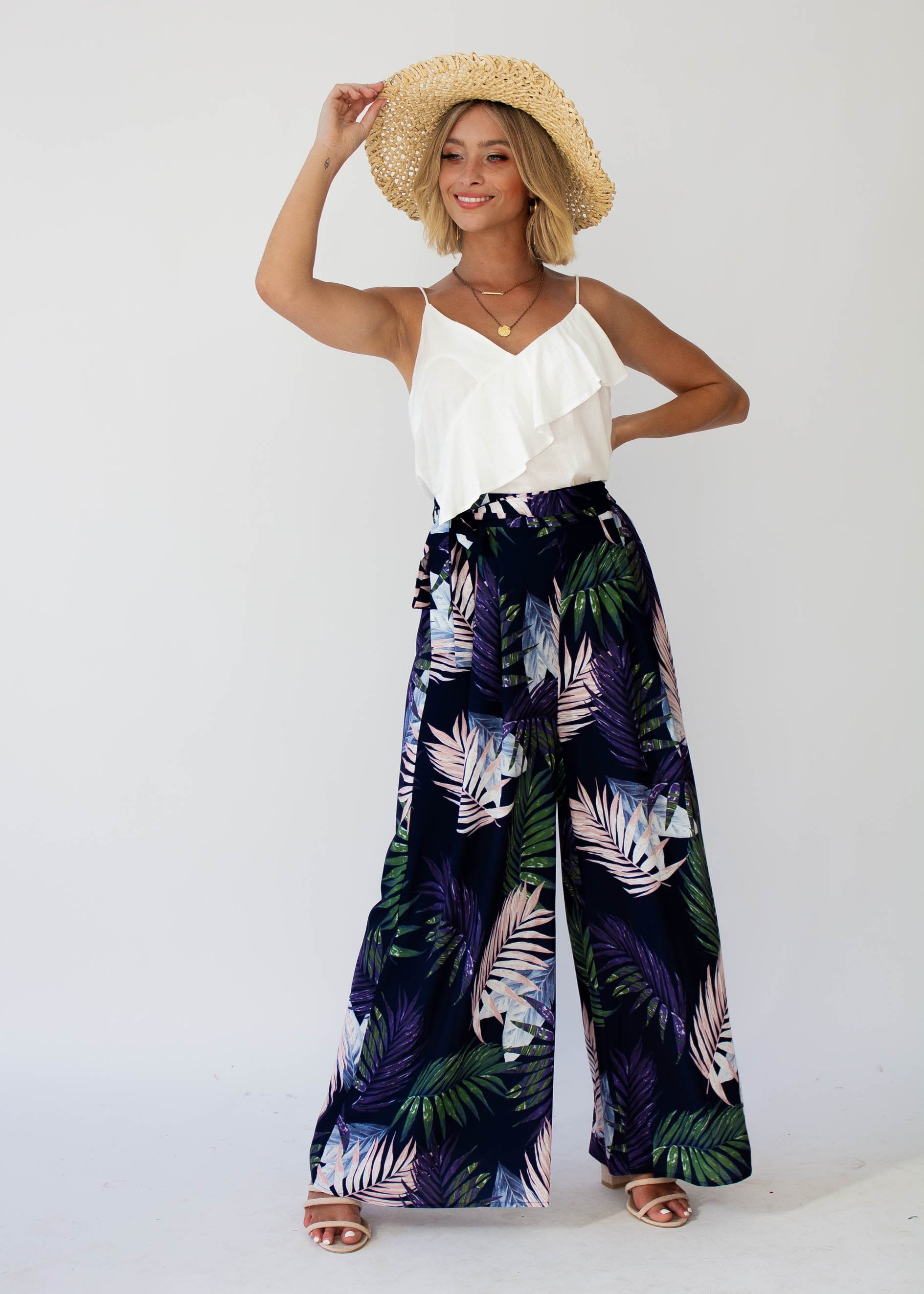 Little Love Pants - Navy Palm
