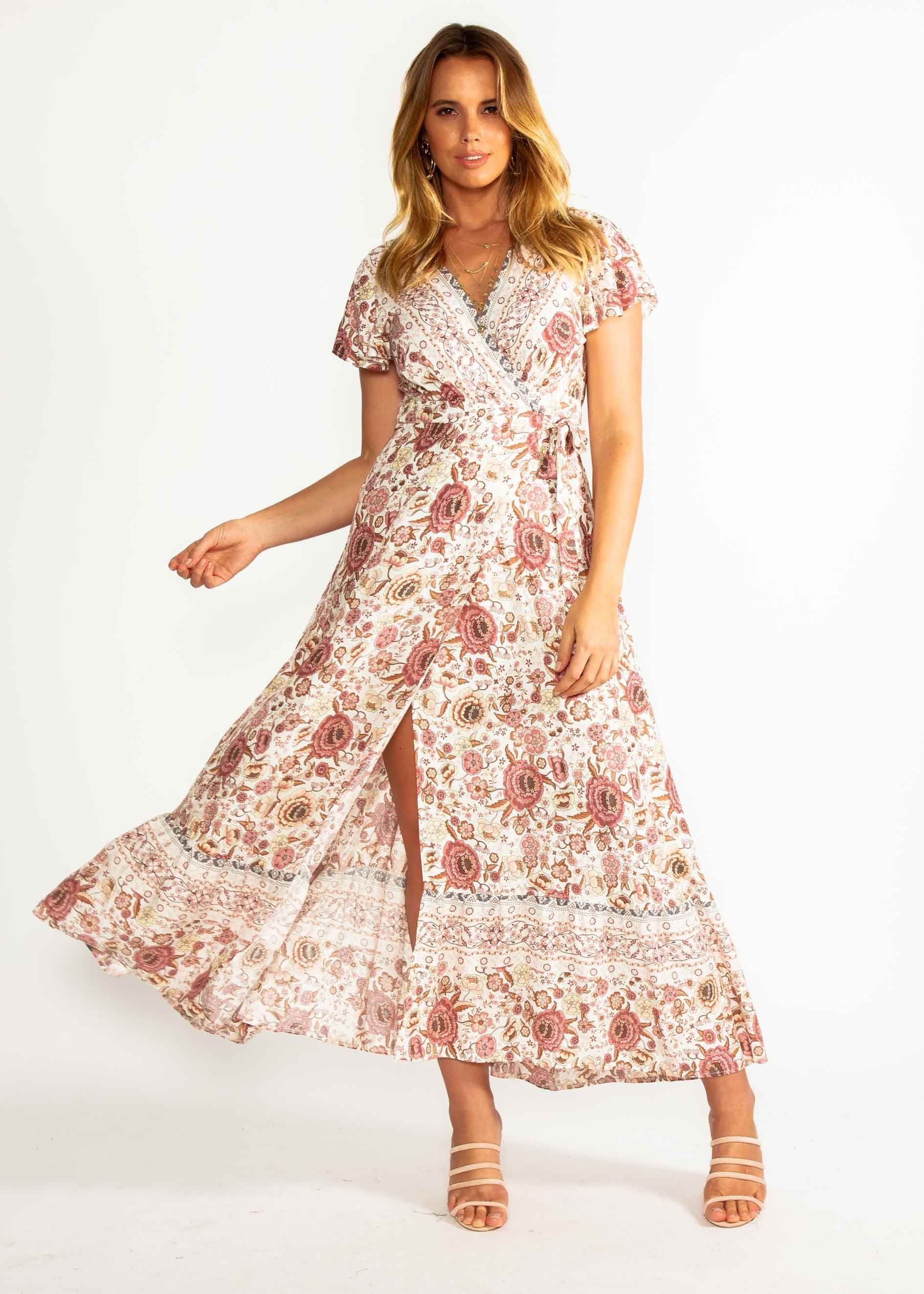 Mackenzie Wrap Maxi Dress - Vintage Rose